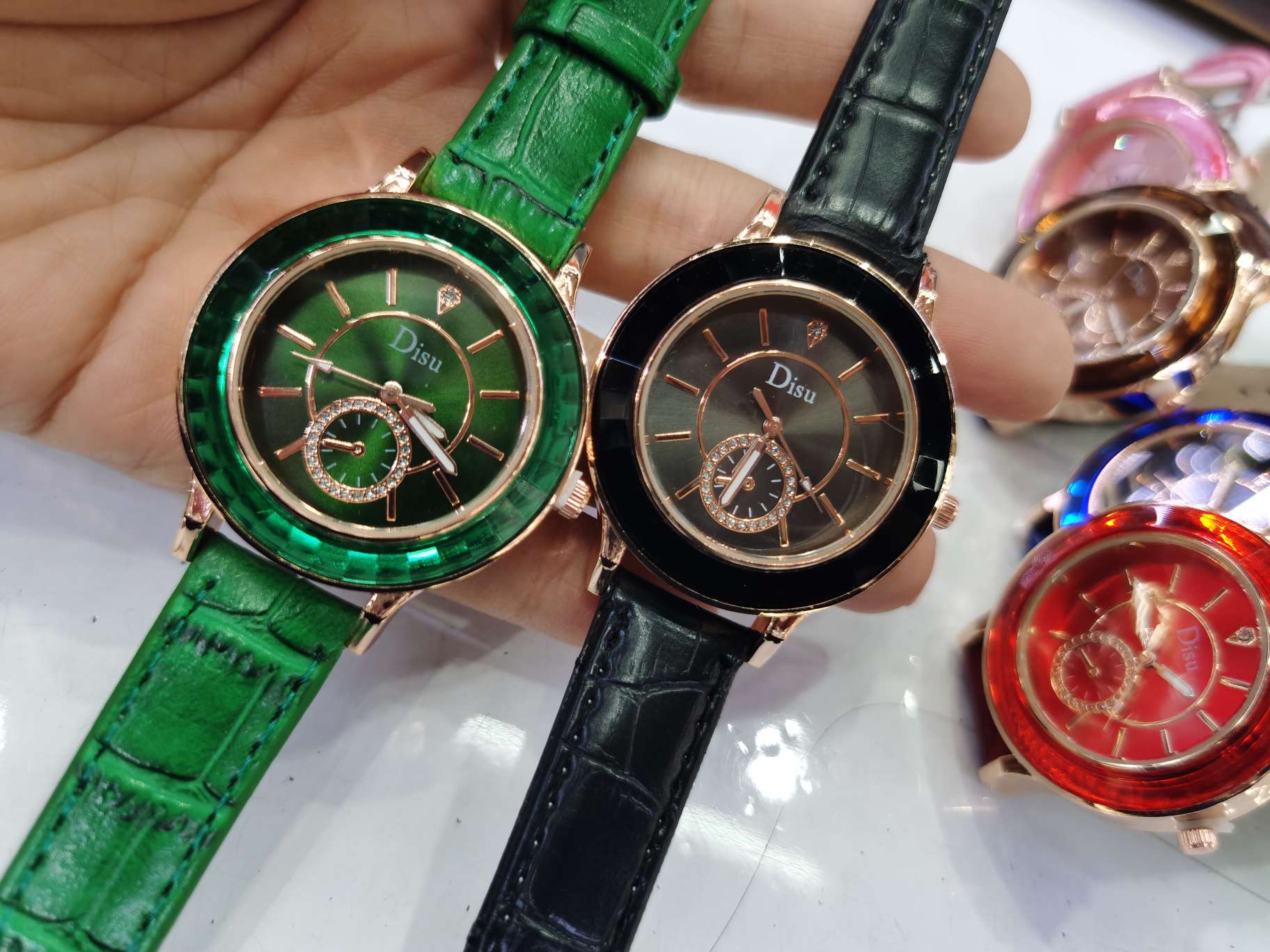 Korean-style candy-colored fashionable women's leather strap watch undefined
