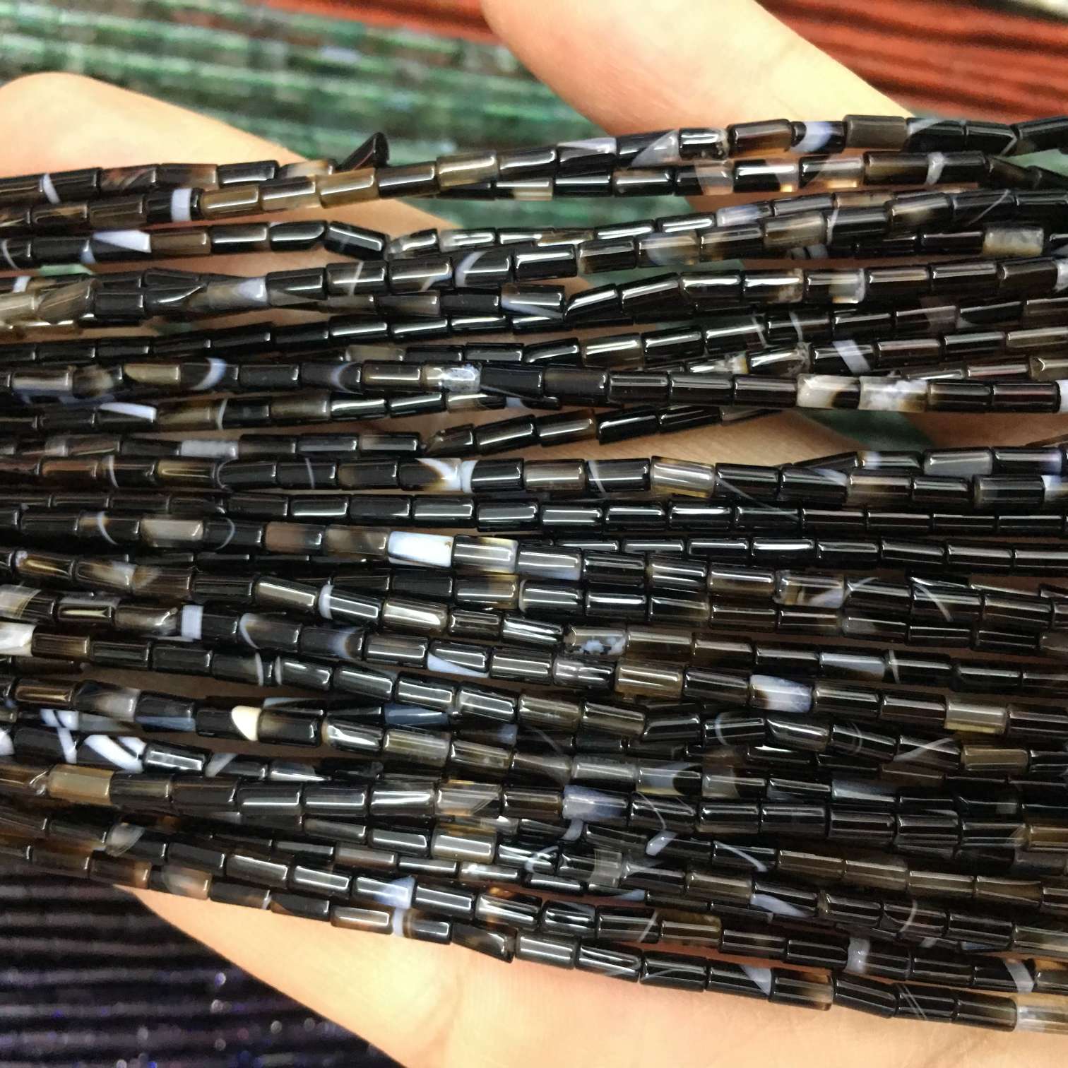 Natural 2*4mm bucket beads, turquoise, green agate, red agate, lapis lazurite, tiger-eye black agate, loose beads, long chain, handcrafted undefined