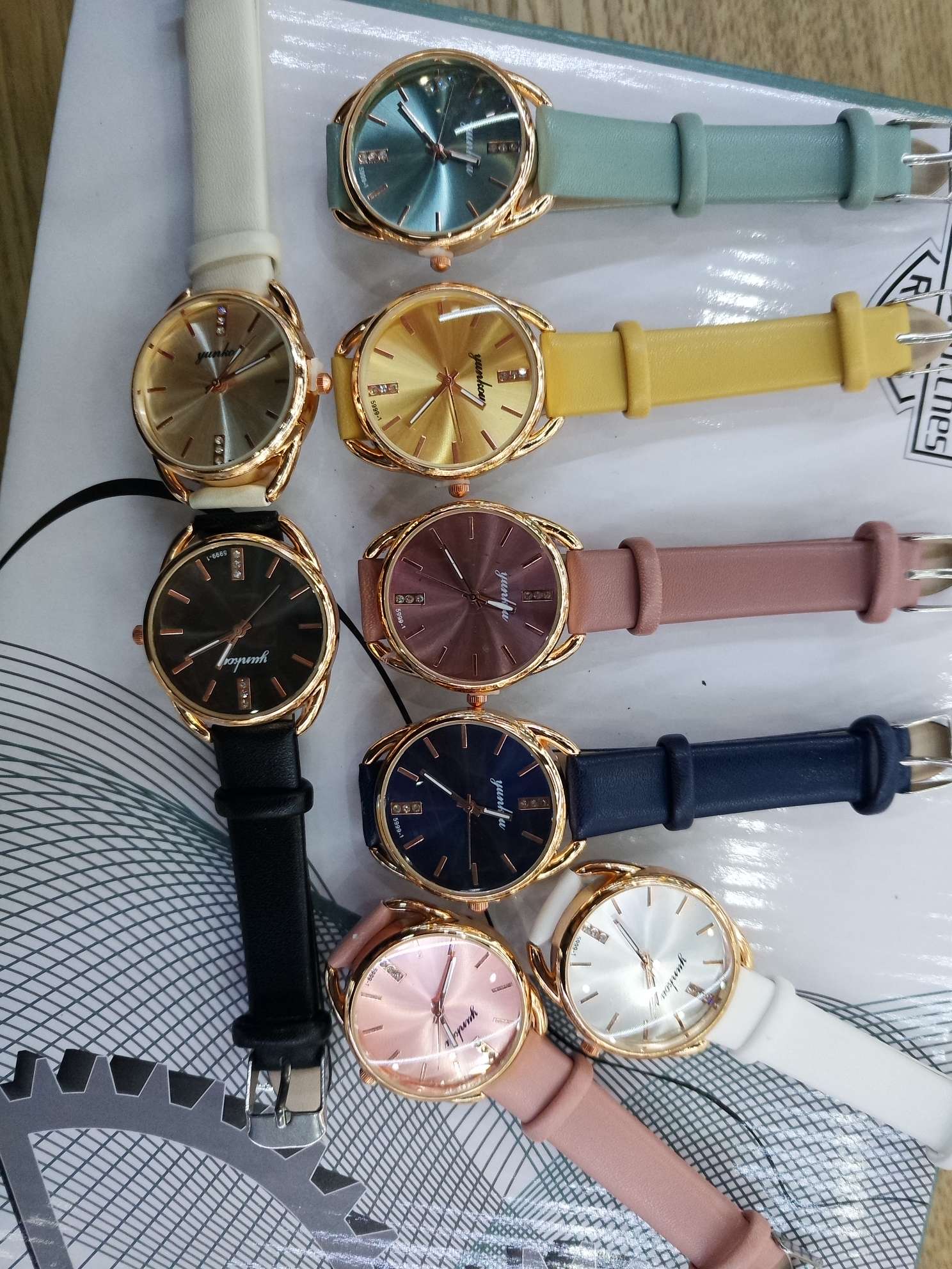 Korean-style candy-colored fashionable women's leather strap watch undefined