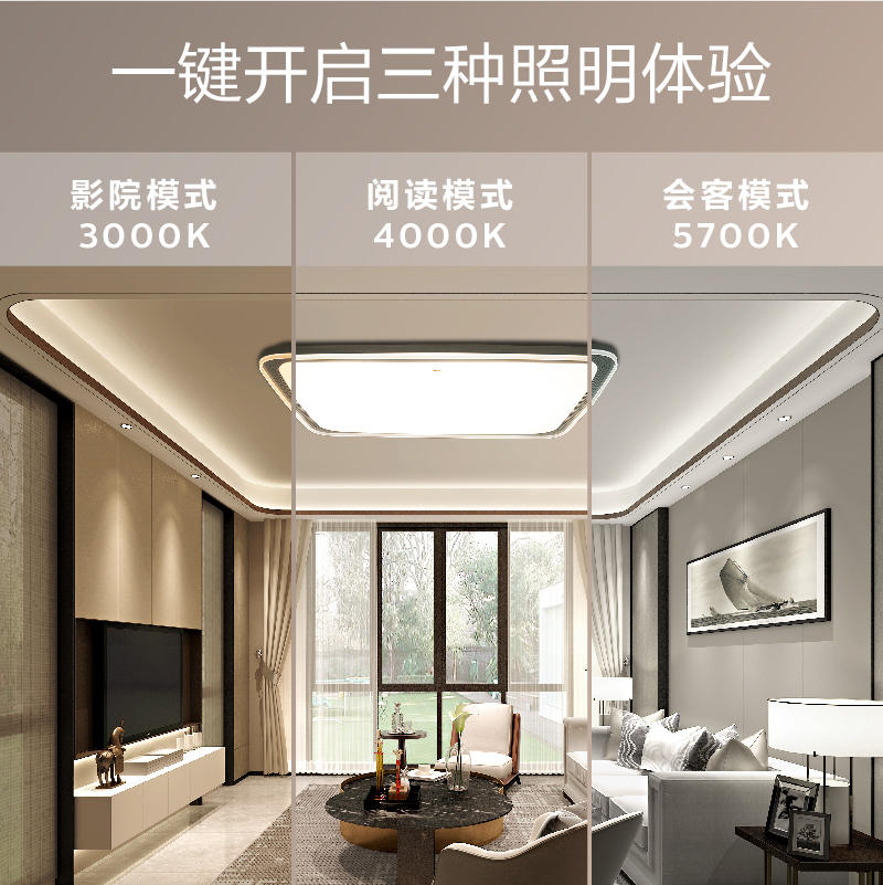 Philips Xinque LED ceiling light with three-color variable light for dining and living rooms Item Picture