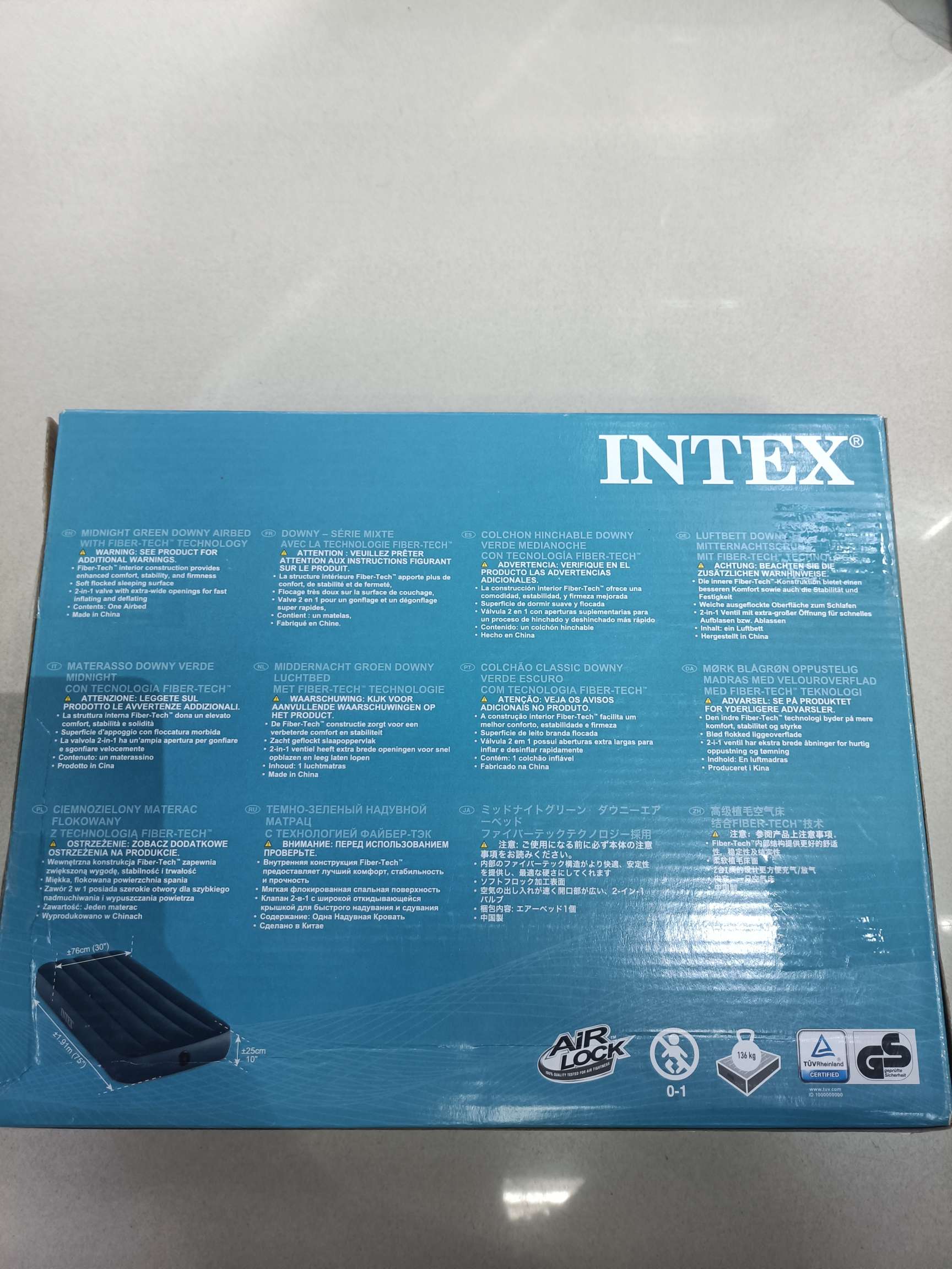 美国INTEX64731 梦幻绿色植毛单人略小线拉空气床 植绒充气床垫细节图
