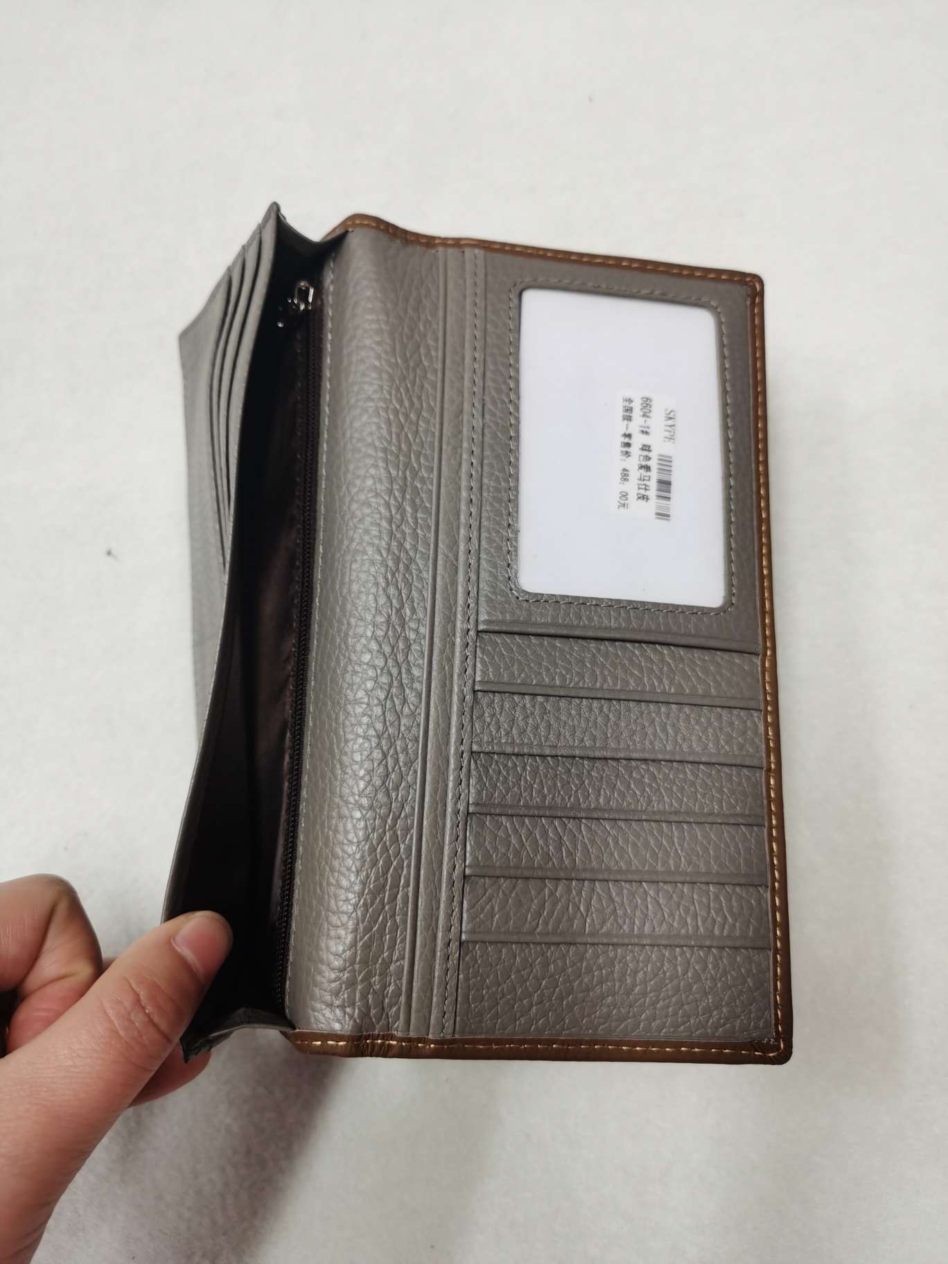 男士牛皮长款西装夹细节图