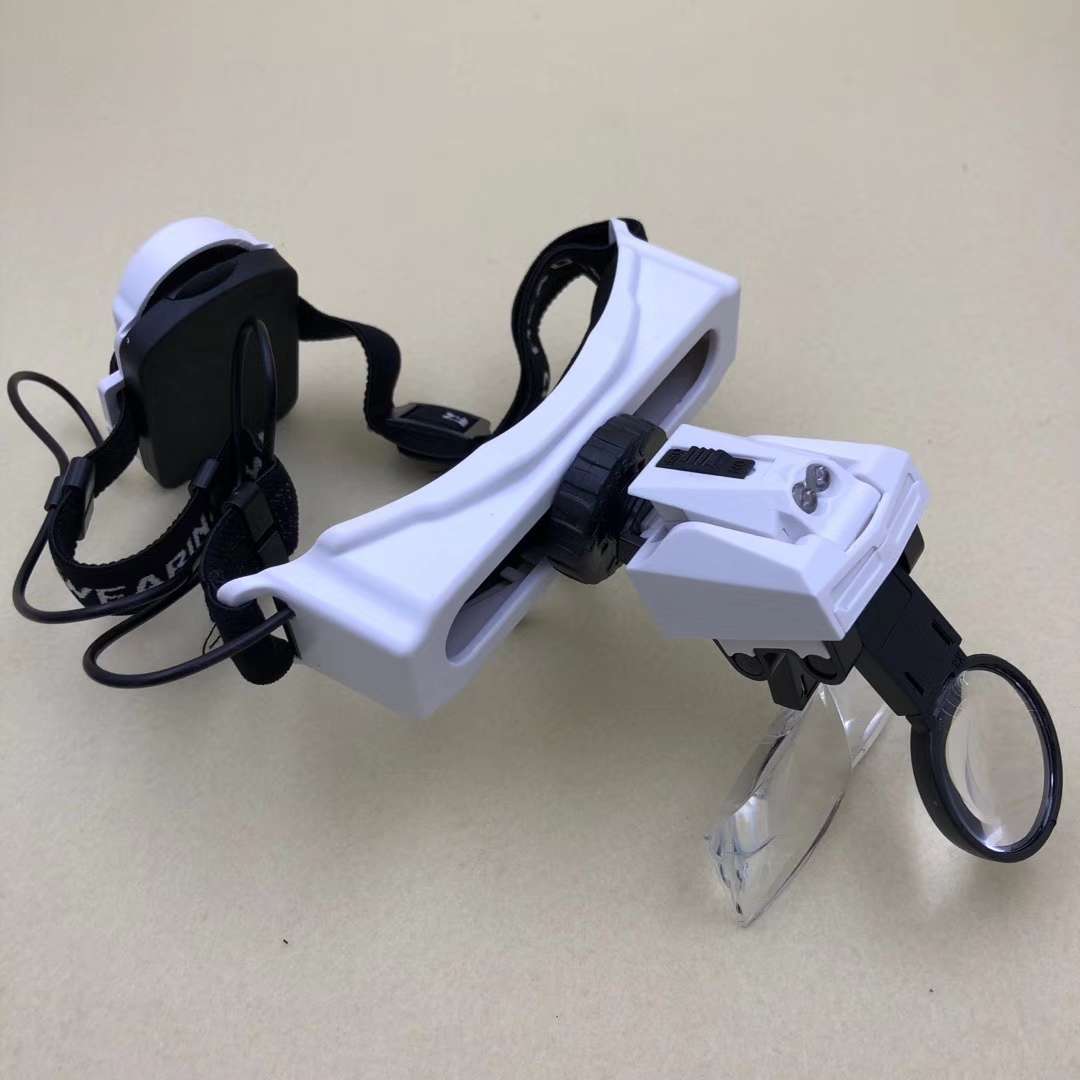 LED头戴式阅读放大镜高清组合镜片倍数钟表维修多功能带灯放大镜细节图