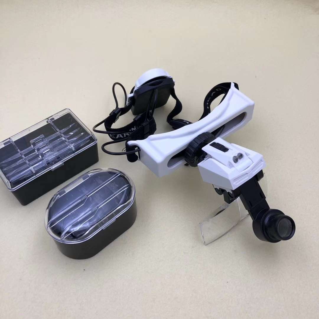 LED头戴式阅读放大镜高清组合镜片倍数钟表维修多功能带灯放大镜详情图8