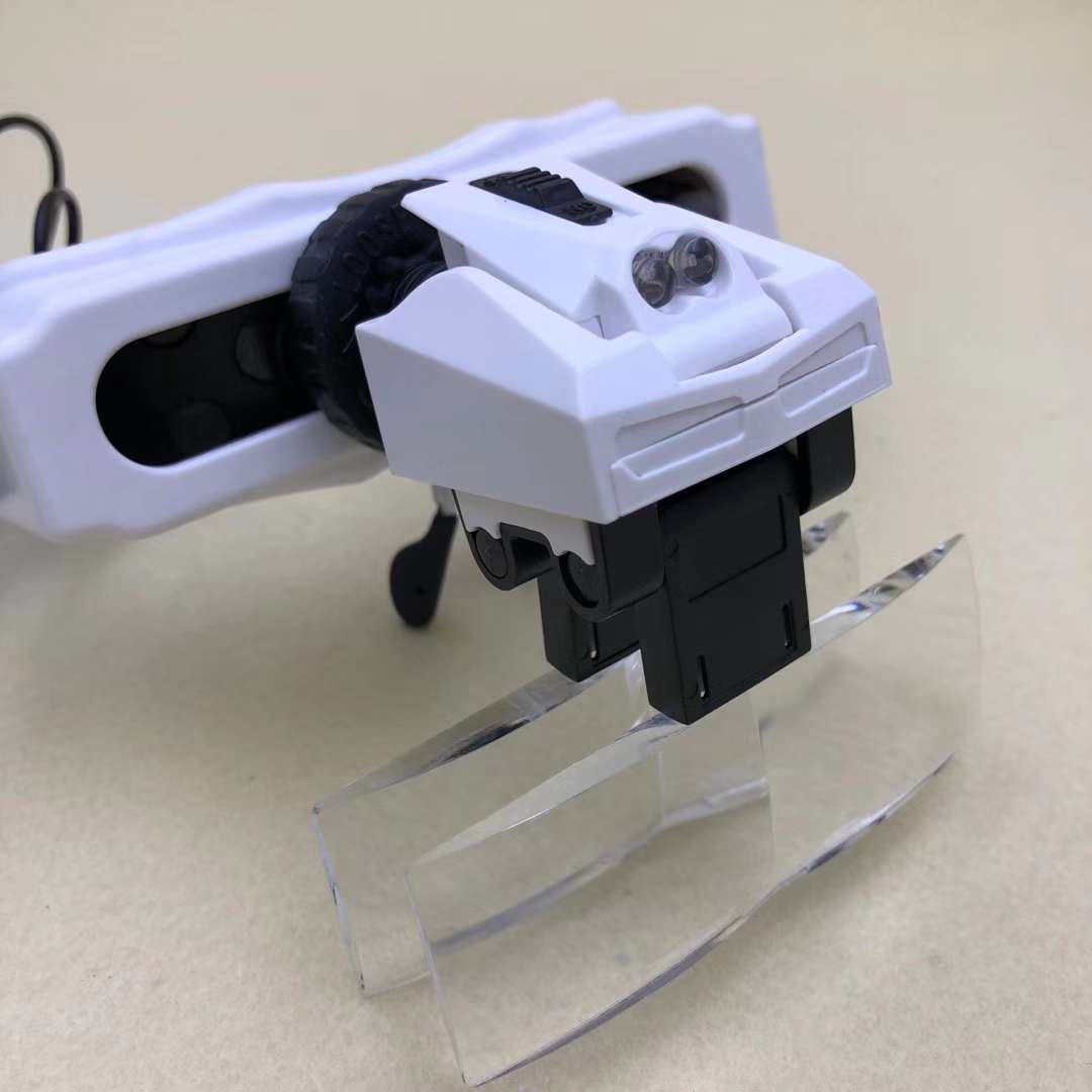 LED头戴式阅读放大镜高清组合镜片倍数钟表维修多功能带灯放大镜白底实物图