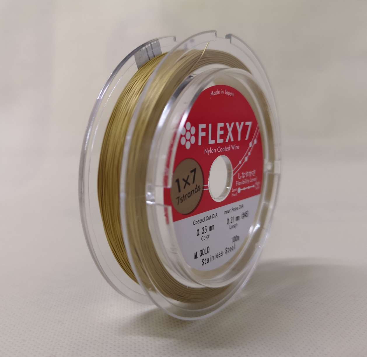 日本FLEXY1*7股珠宝钢丝线，0.35mm，金色，100米/卷细节图
