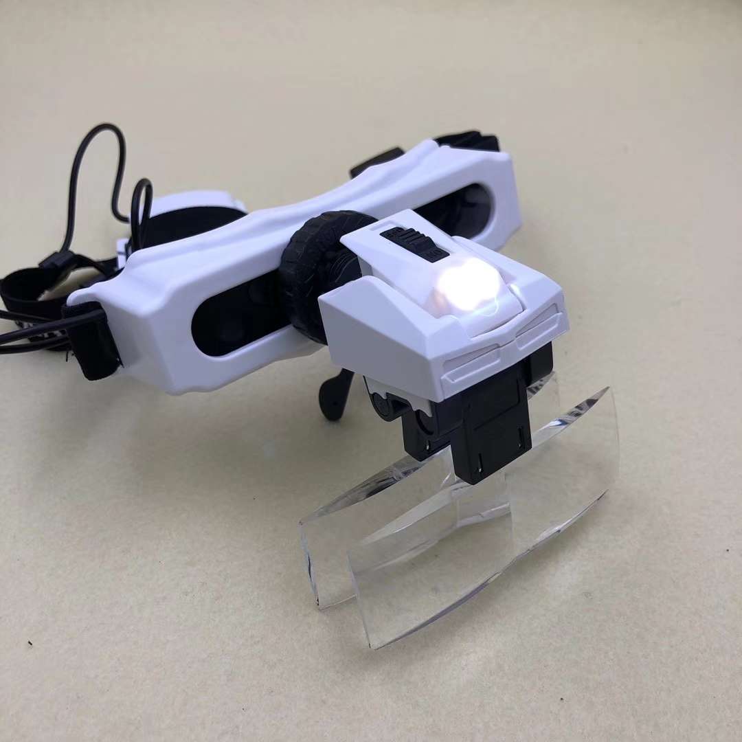 LED头戴式阅读放大镜高清组合镜片倍数钟表维修多功能带灯放大镜产品图