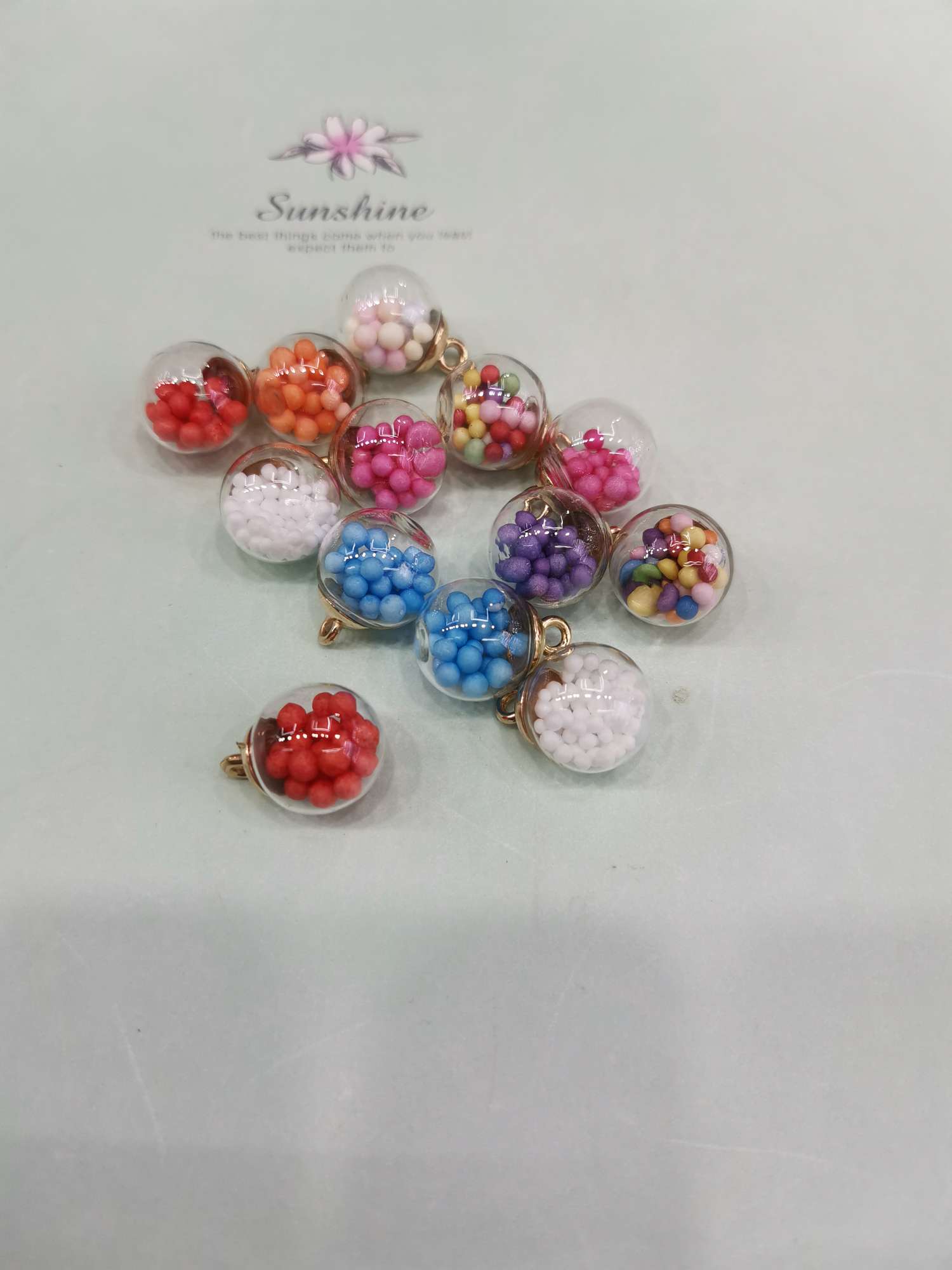 foam bead glass ball pendant