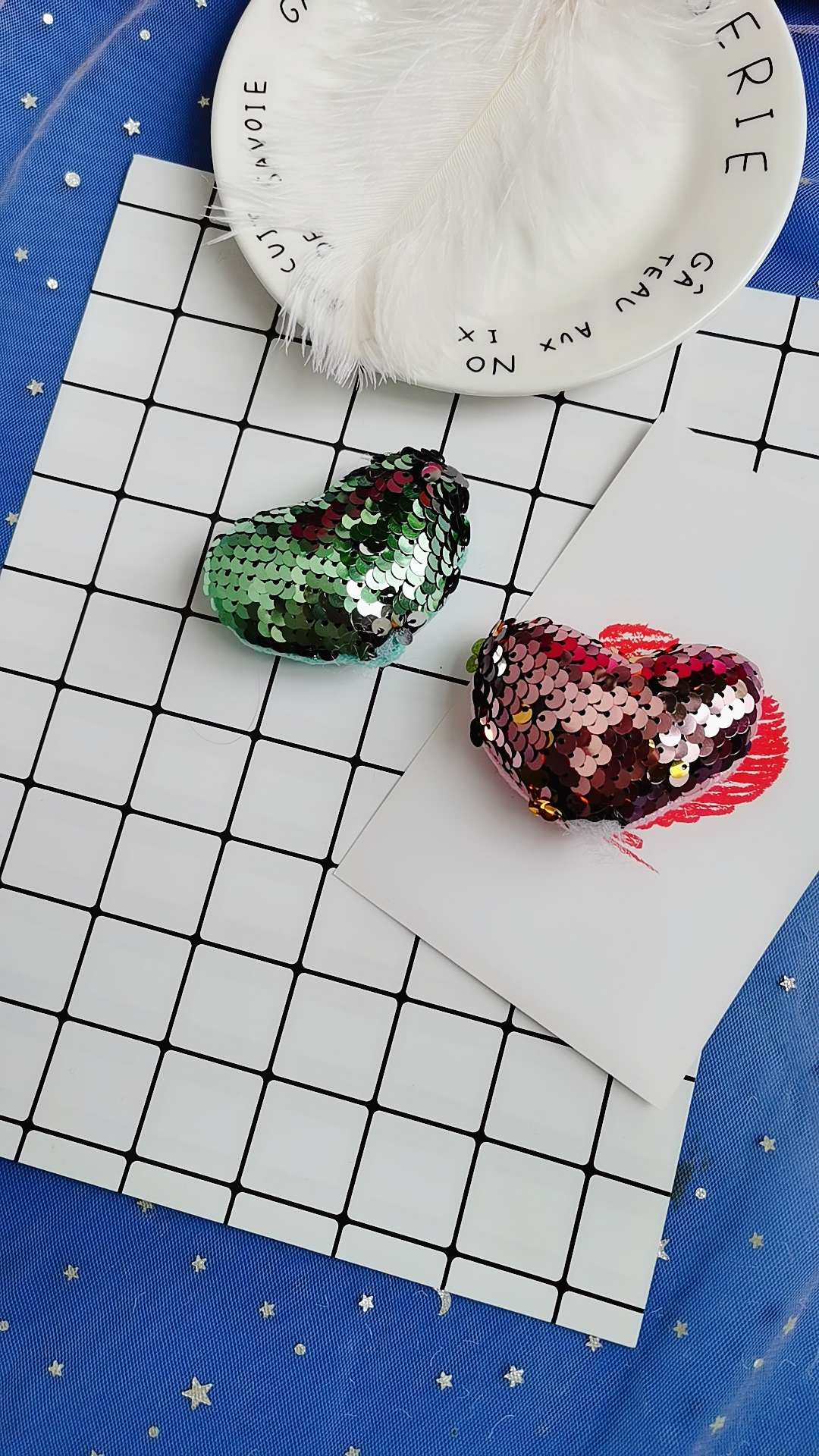单面可翻亮片桃心 厂家直销产品图