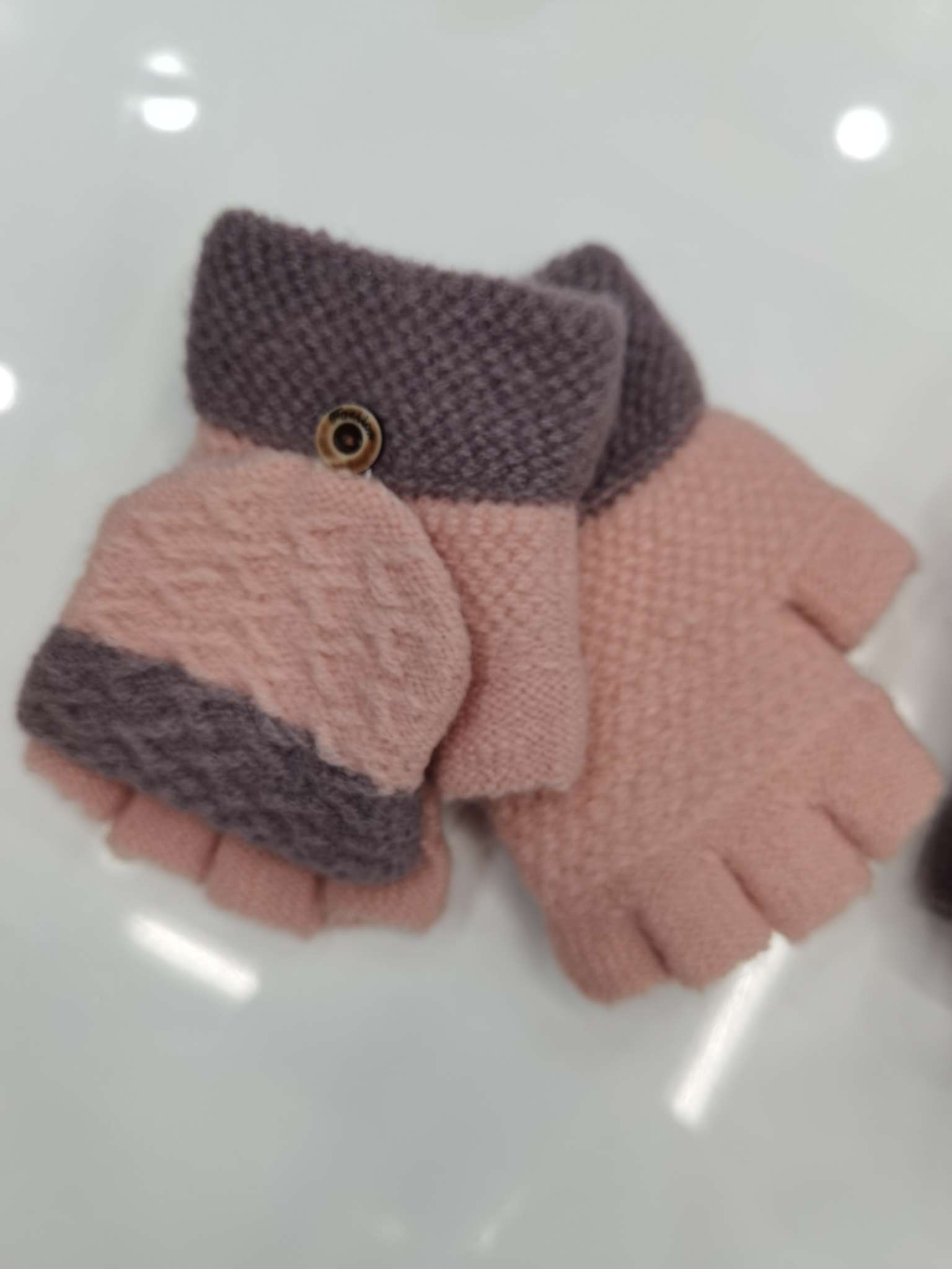 Children's gloves for winter, five fingers, for boys and girls aged 6-8, 9 winter, for primary school students writing, 12 and a half fingers flip cover details Picture