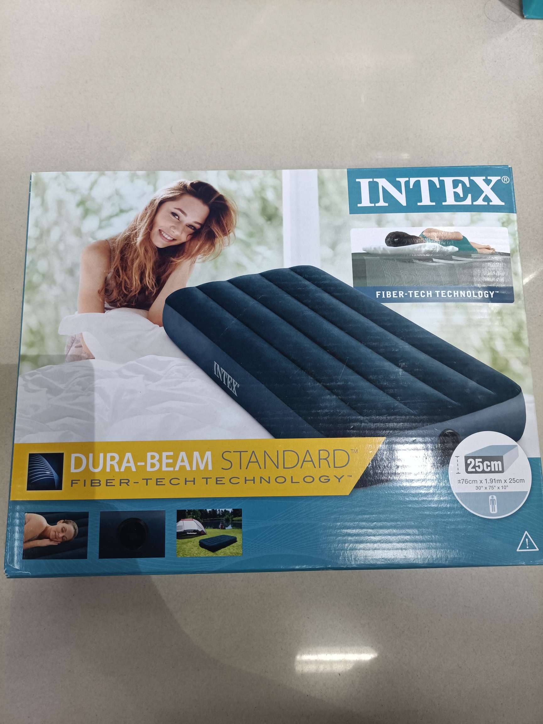 美国INTEX64731 梦幻绿色植毛单人略小线拉空气床 植绒充气床垫