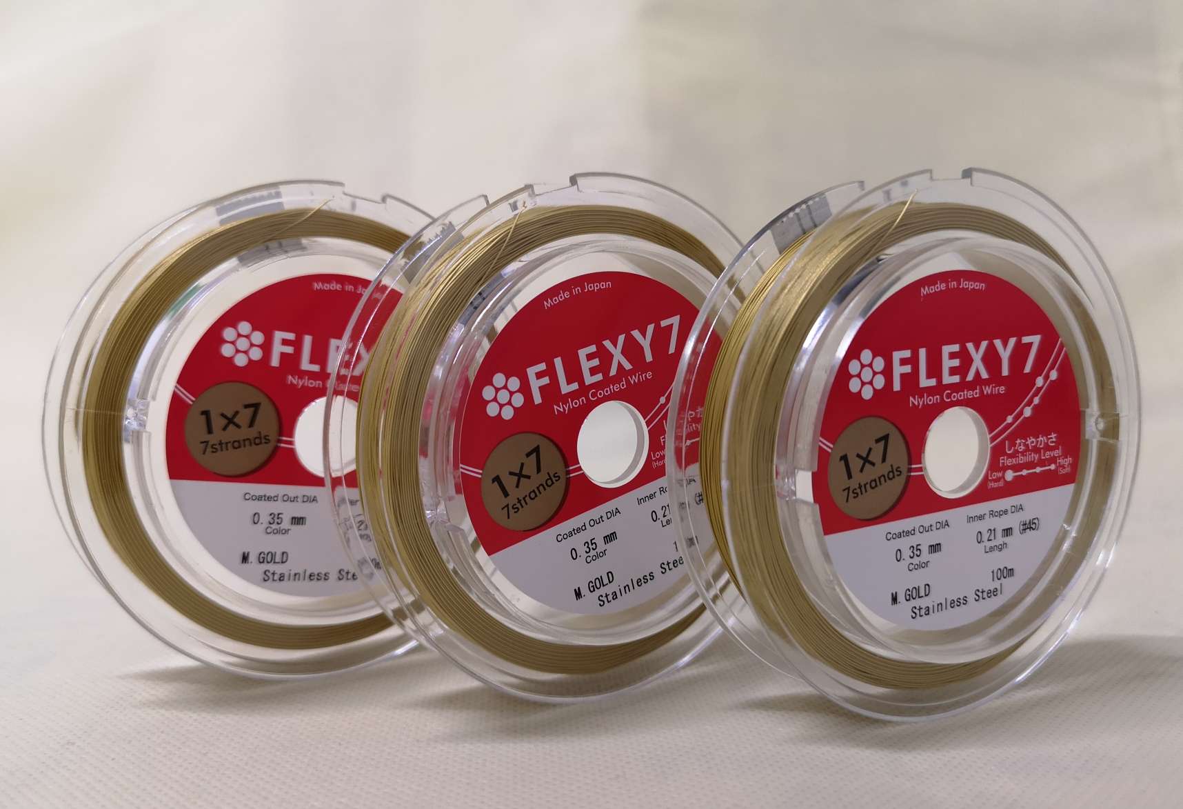 日本FLEXY1*7股珠宝钢丝线，0.35mm，金色，100米/卷详情图4