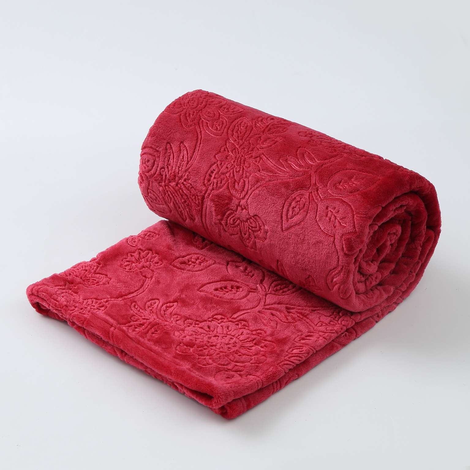 义乌厂家直销3D压花素色法兰绒毯子单色压花毛毯