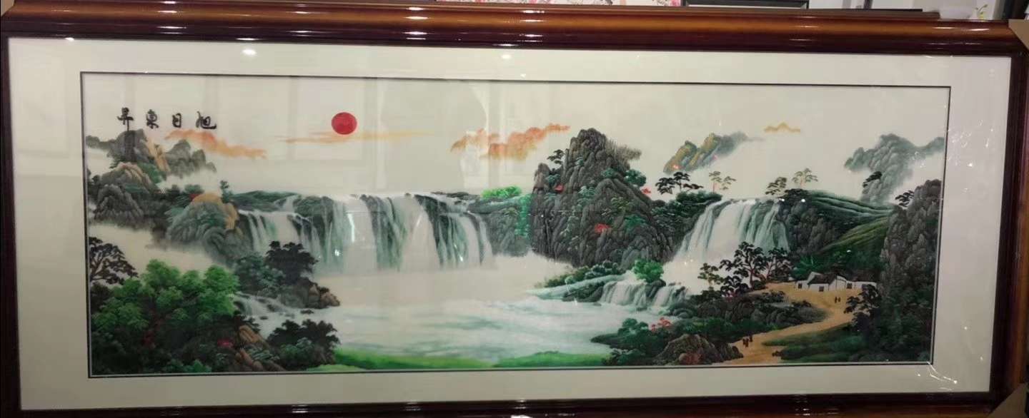 213*90刺绣大画客厅酒店大厅装饰画挂画细节图