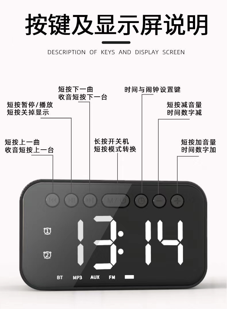 时尚个性蓝牙音响网红音响插卡时钟蓝牙音响产品图
