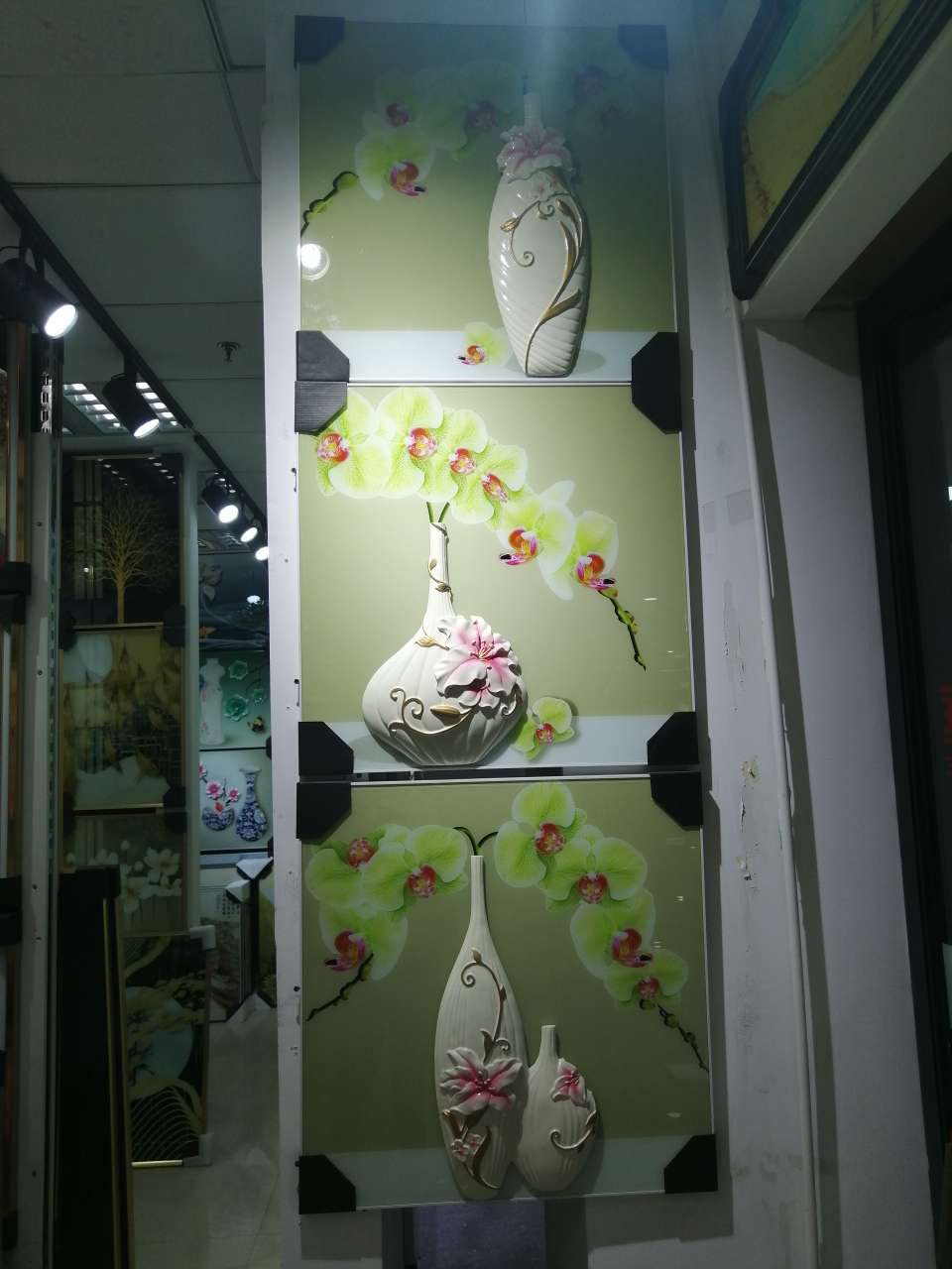 现代客厅挂画陶瓷立体装饰画挂画三联画白底实物图