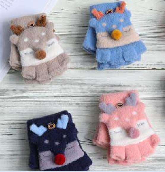 New Maidian knitted gloves for women in autumn and winter, ins cute and warm thin wool five-fingered trendy gloves, little deer gloves Specification image