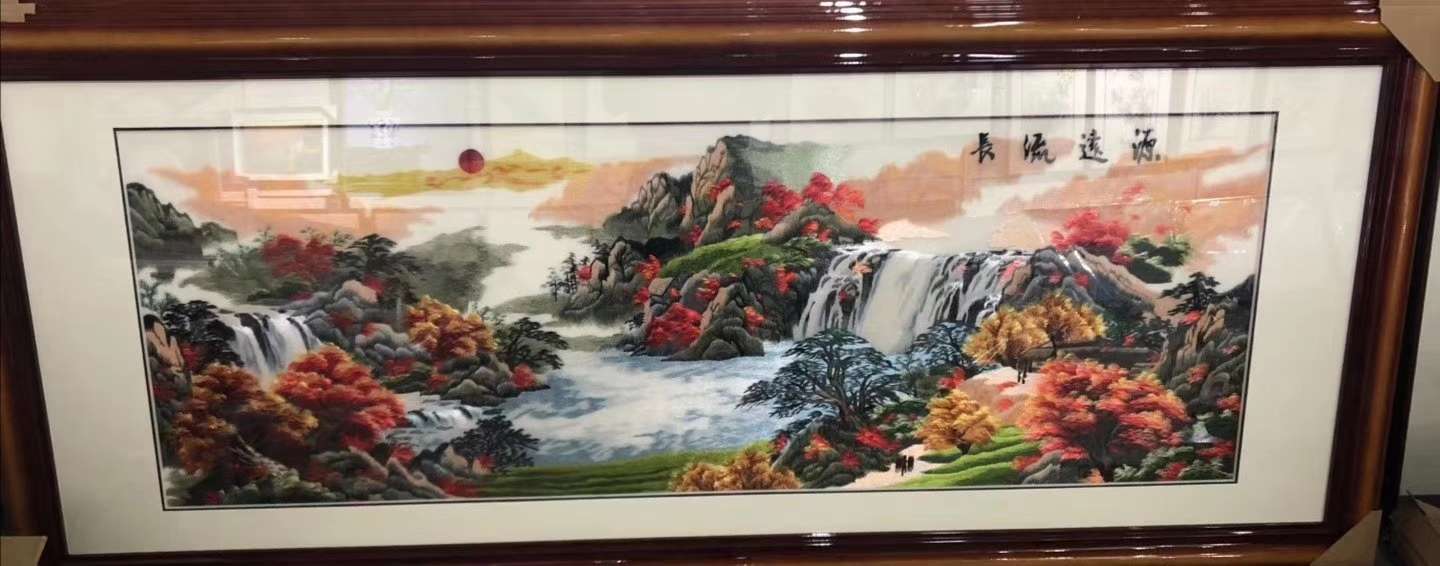 213*90刺绣大画客厅酒店大厅装饰画挂画