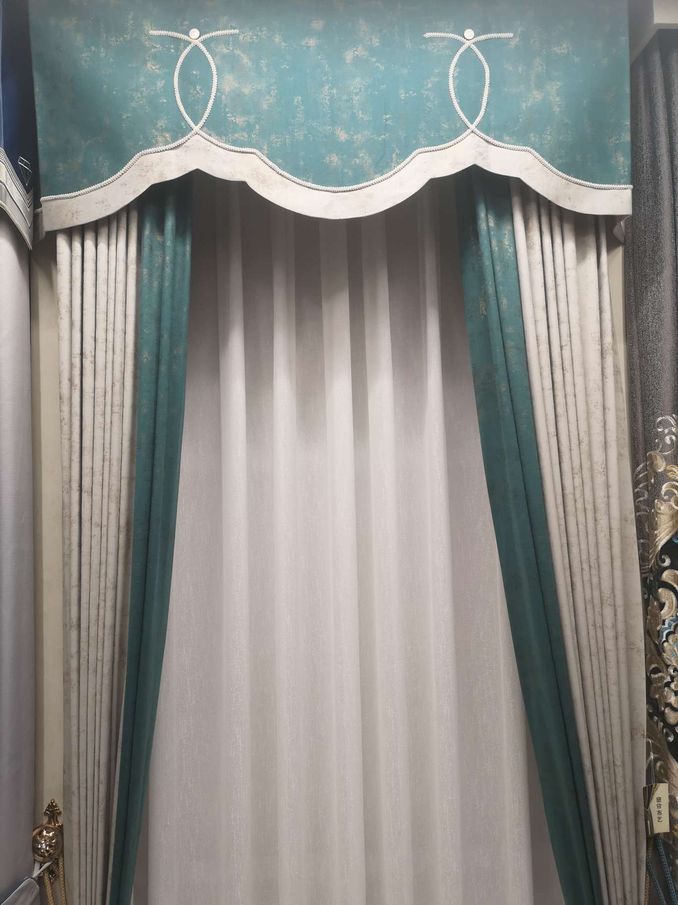 针织仿品高精棉烫金材质高两米八窗帘