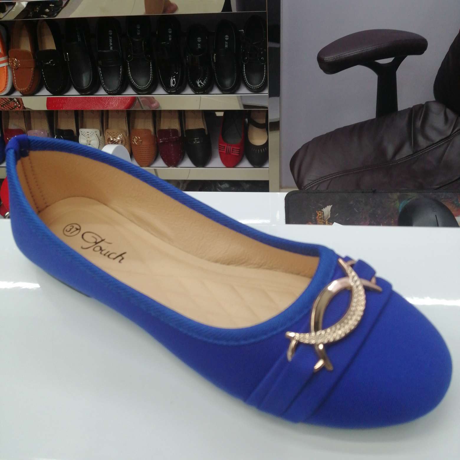 女式浅口圆头金属扣鞋头平底单鞋女鞋淑女鞋船鞋