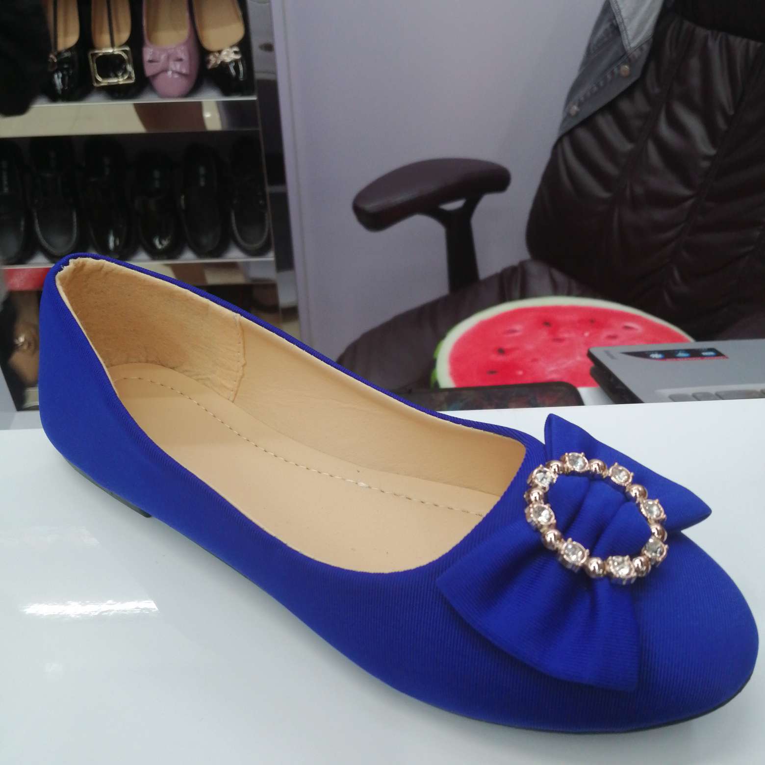 圆环女式浅口圆头金属扣鞋头平底单鞋女鞋淑女鞋船鞋