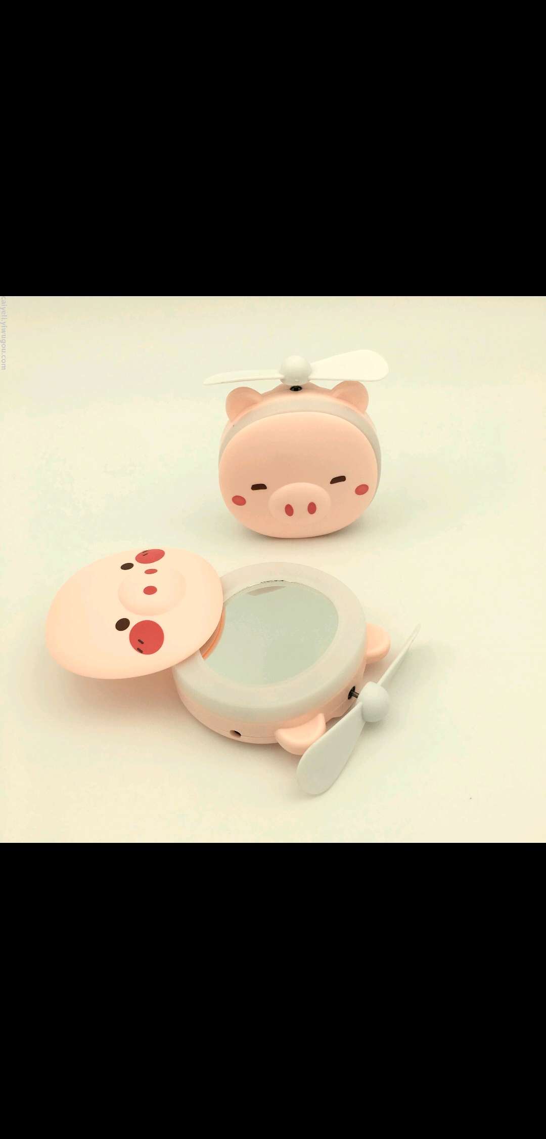 Piglet with light fan makeup mirror portable makeup mirror small fan with LED fill light mirror thumbnail