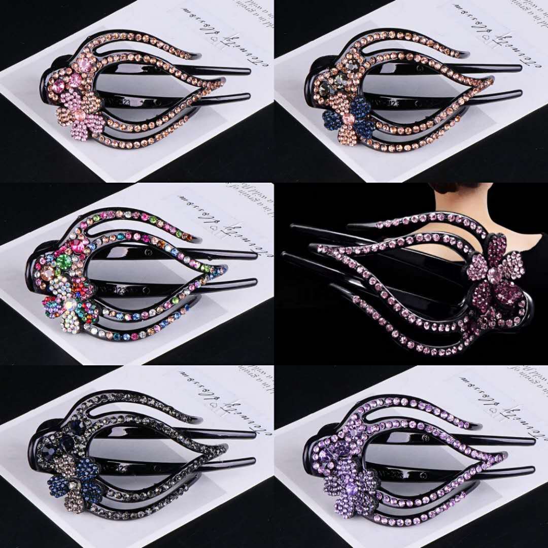 New large coils of hair duck mouth clip headgear South Korea rhinestone temperament hair clip three teeth clip manufacturers direct there are spot thumbnail