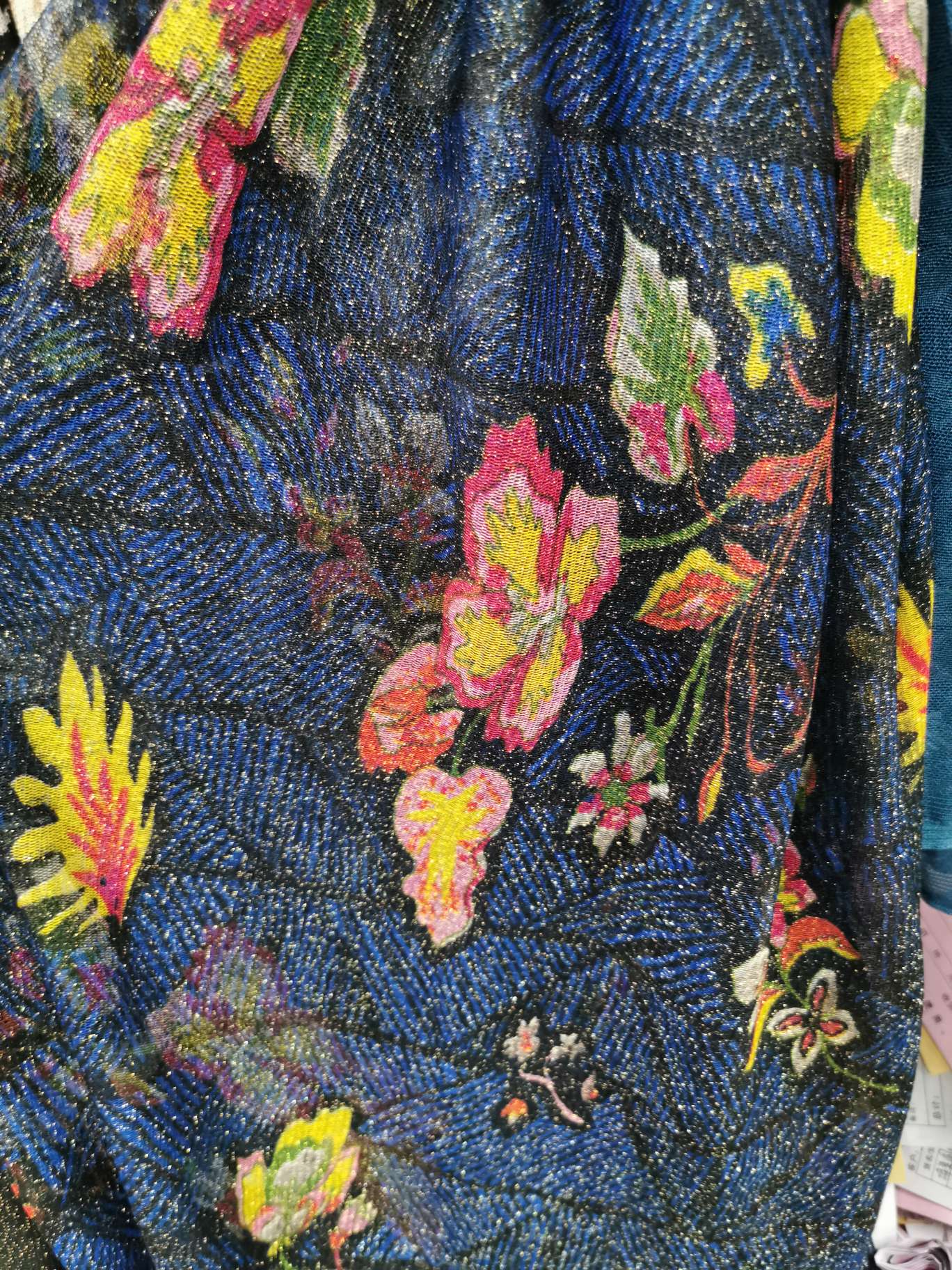 金线弹力网印花面料围巾袖套面料