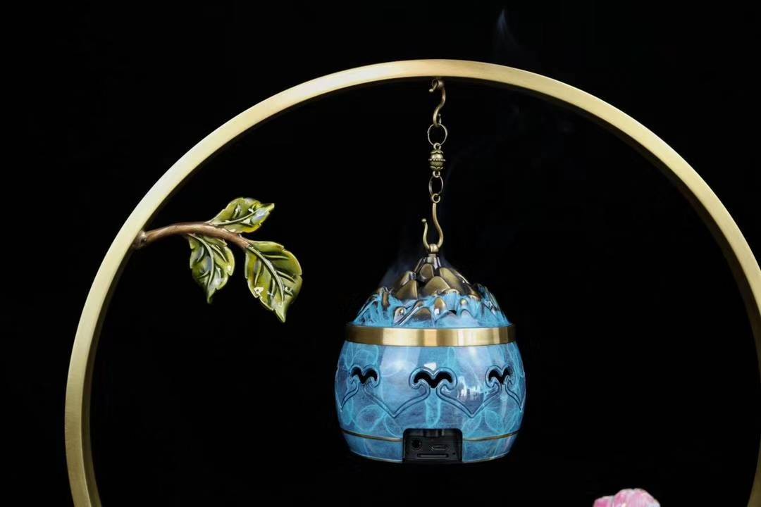 铜吊炉音乐香炉沉香檀香盘香炉佛教工艺品摆件摆设家居礼品薰香炉详情图8