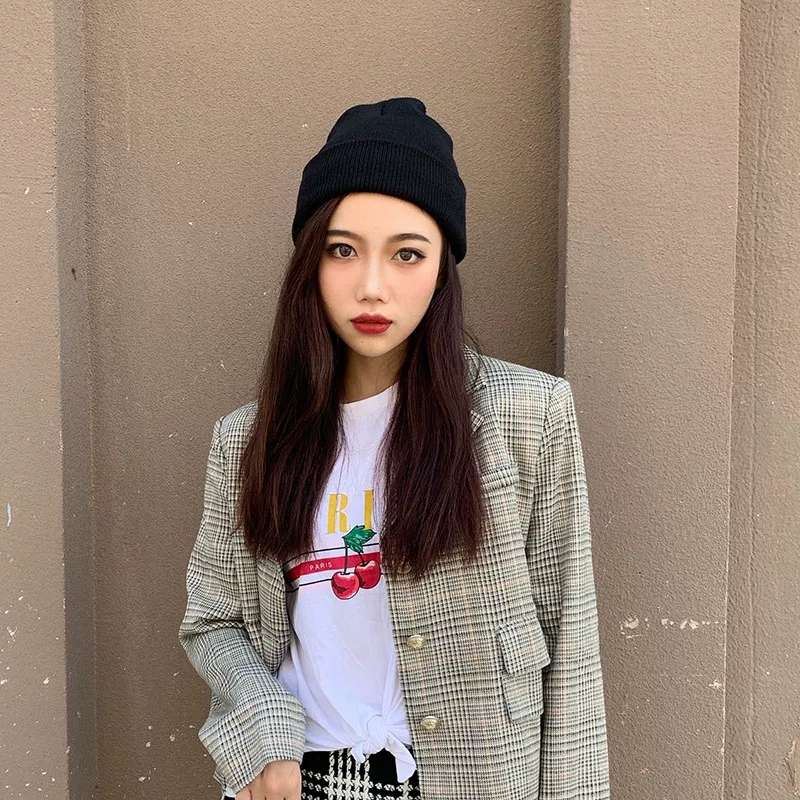 光板糖果毛线帽子女韩版潮男纯色情侣针织套头帽秋冬天冷帽潮产品图