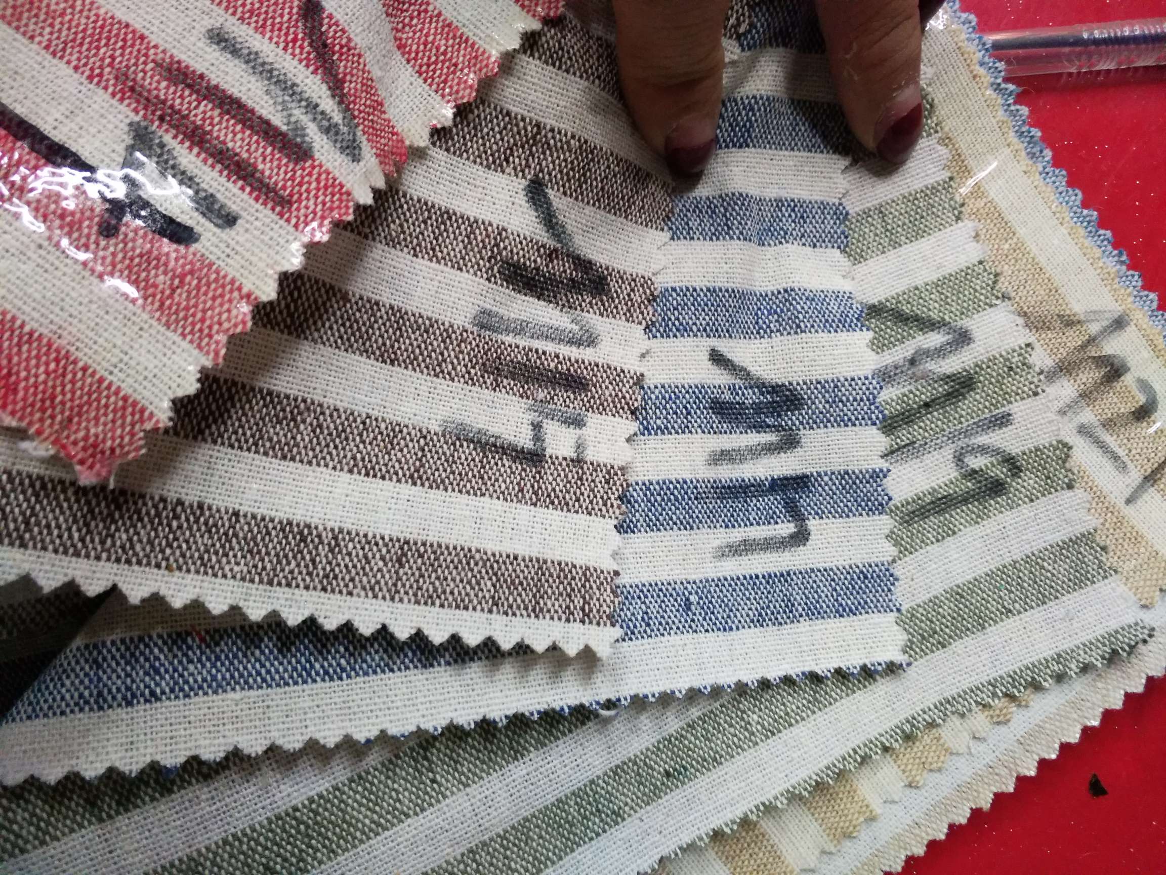 Cotton and linen yarn-dyed fabric, striped