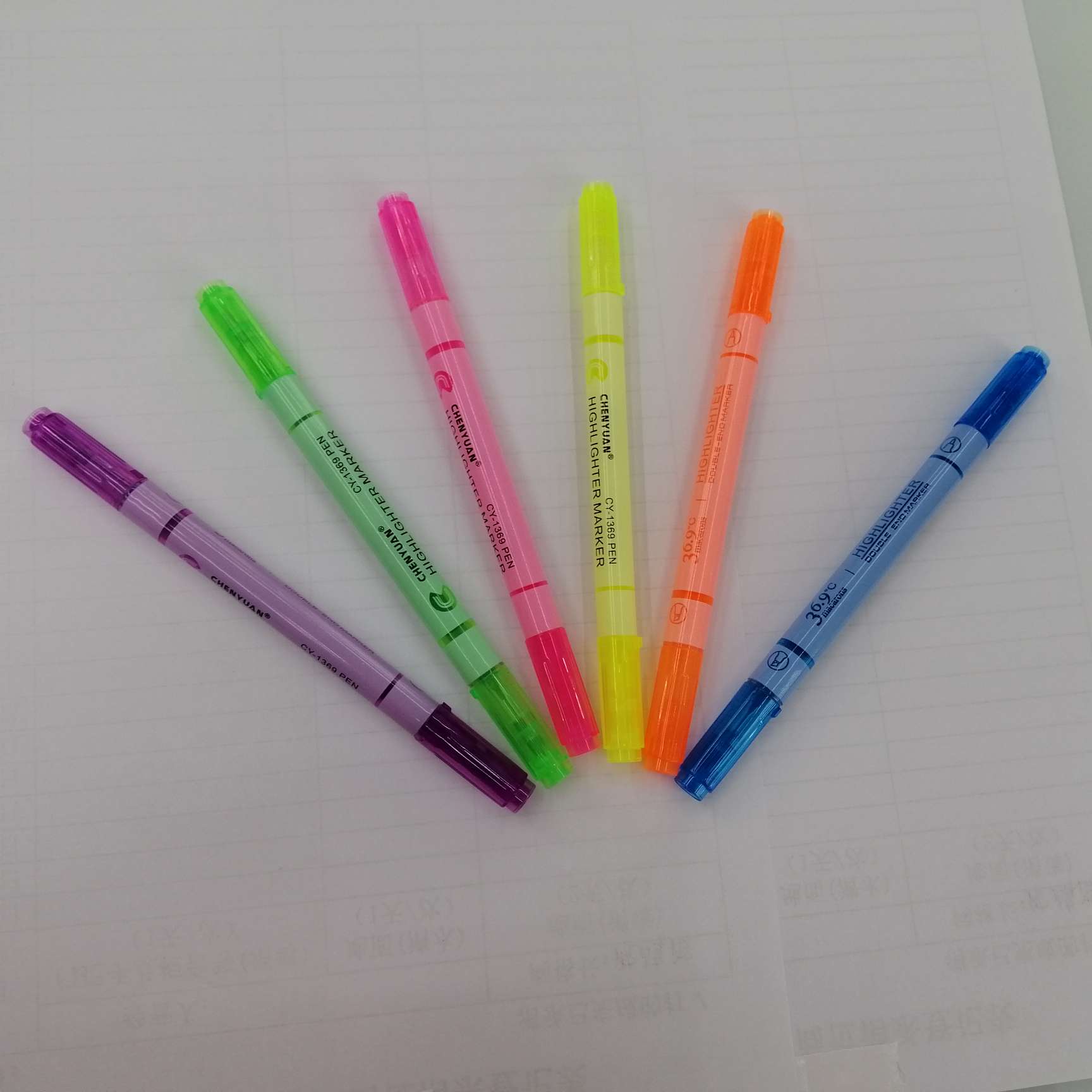 Yiwu Hanjia Stationery Double-headed Highlighter CY1818PV in bag Specification drawing