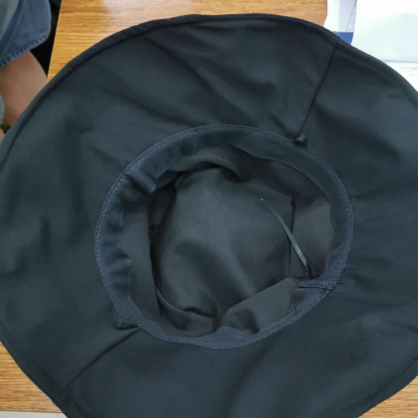 Classic black fisherman hat detail view