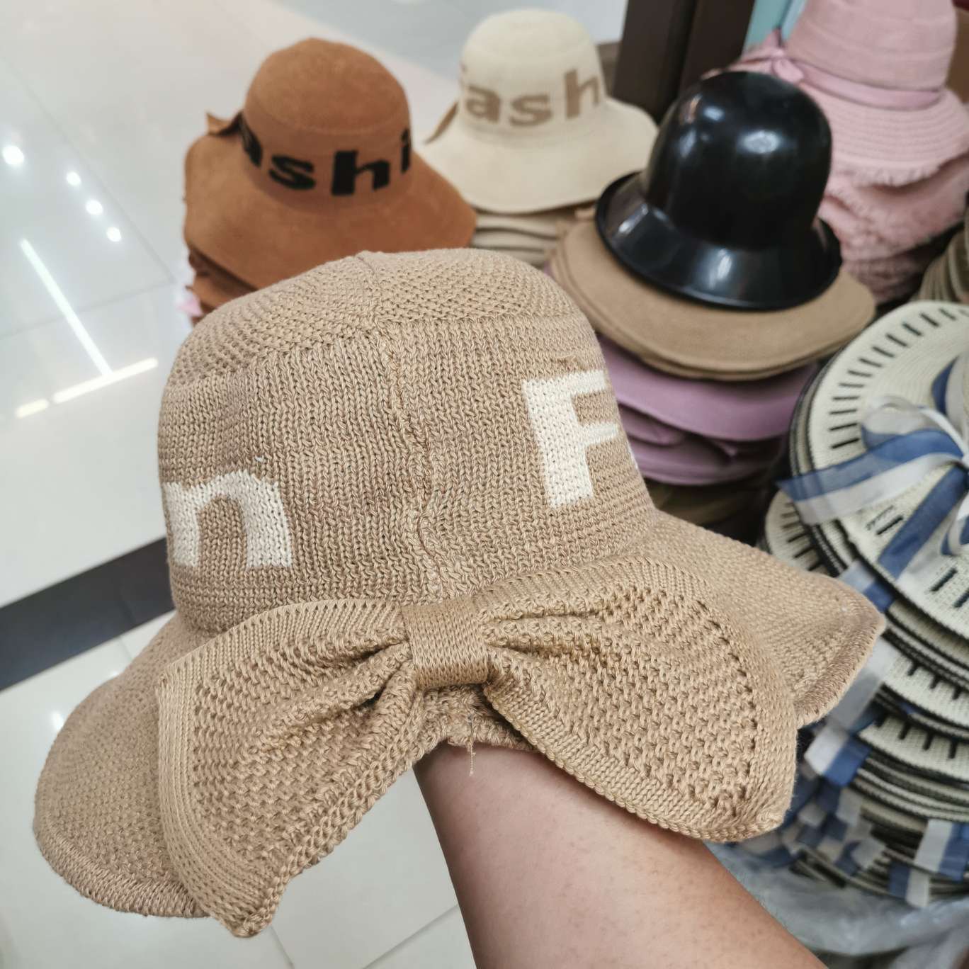 Bow Fashion Straw Hat Summer Breathable Shade Casual Hat Specification drawing