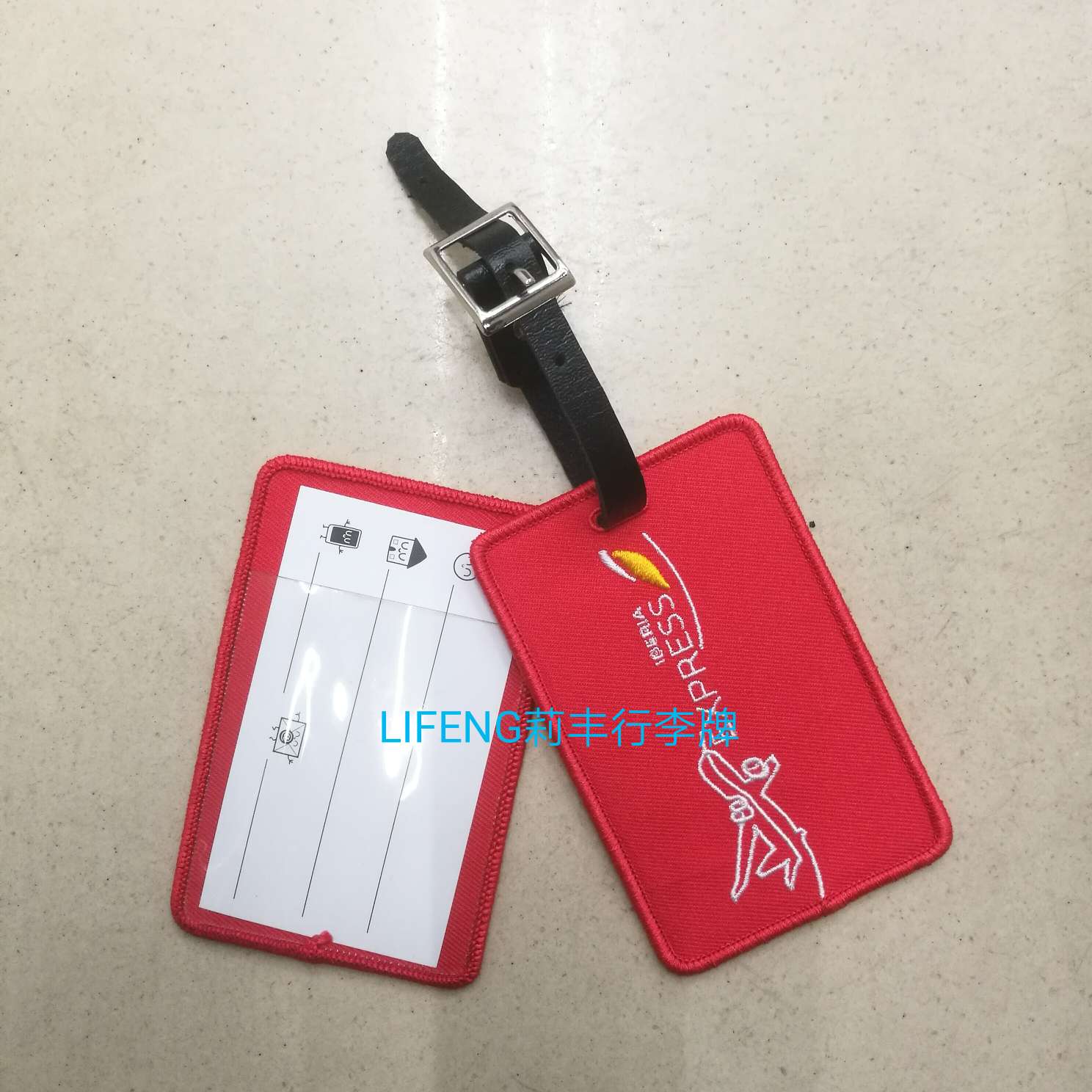 Twill fabric lockstitch embroidered luggage tags, airline luggage tags, pendants, luggage name tags Specification image