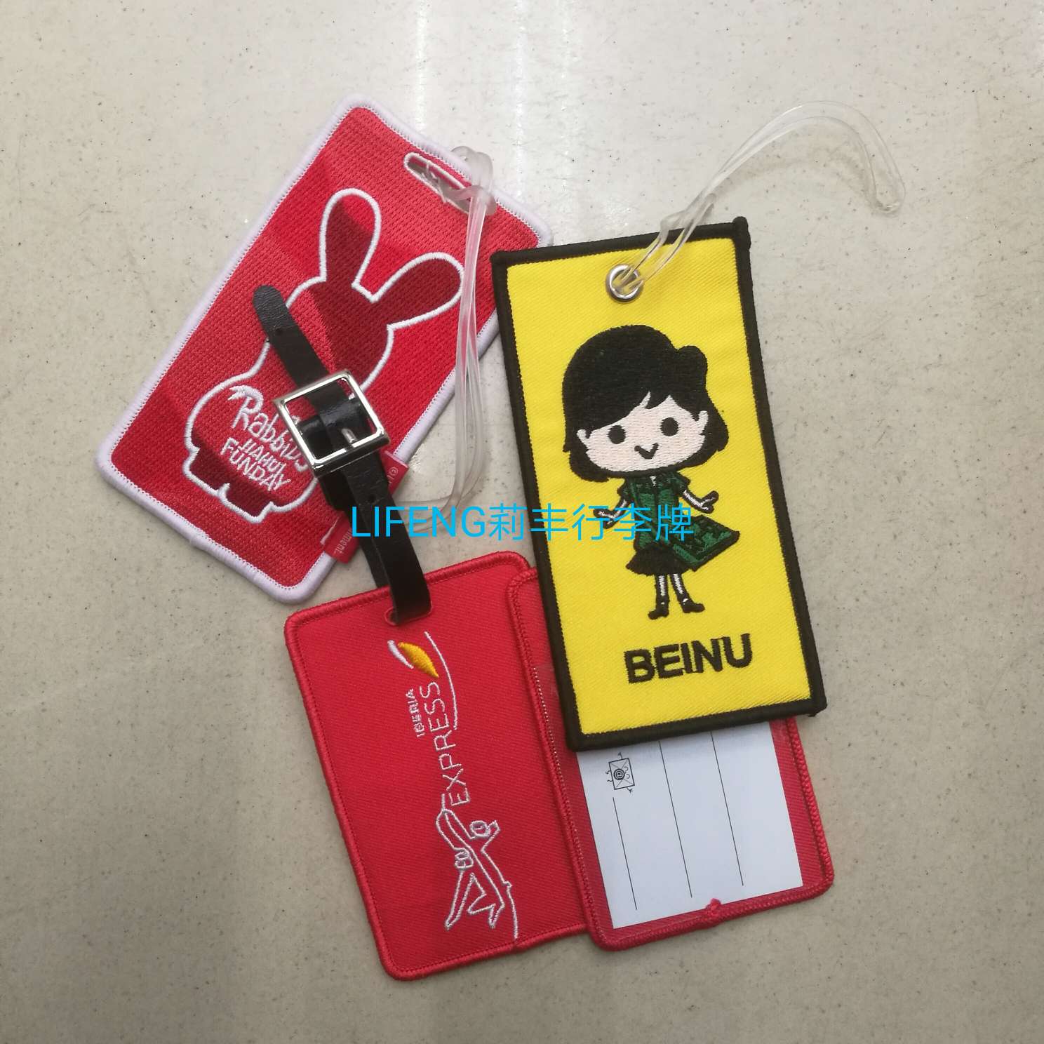 Twill fabric lockstitch embroidered luggage tags, airline luggage tags, pendants, luggage name tags undefined