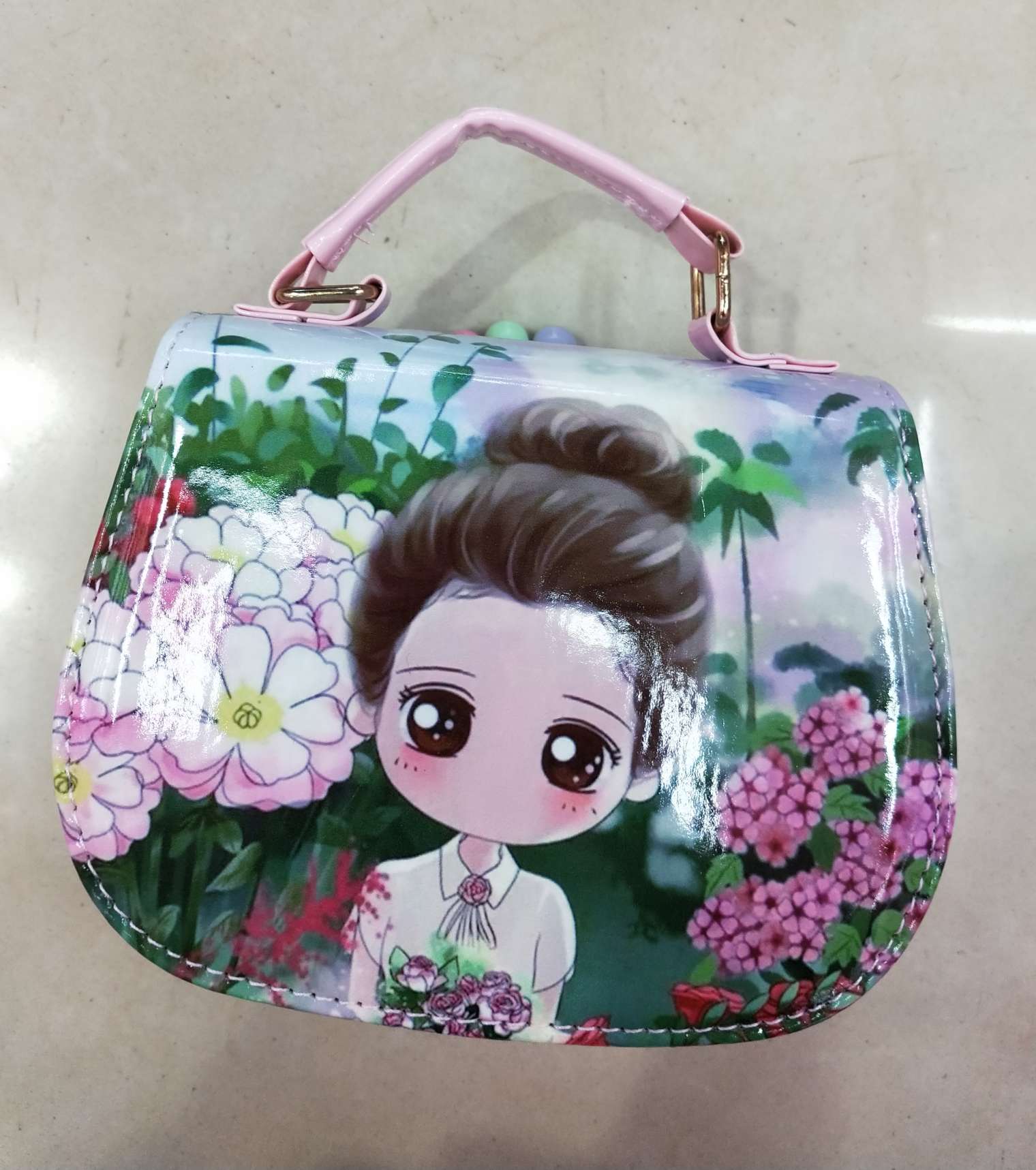 Printed little girl semi-round bag, cute little girl bag, princess bag coin purse