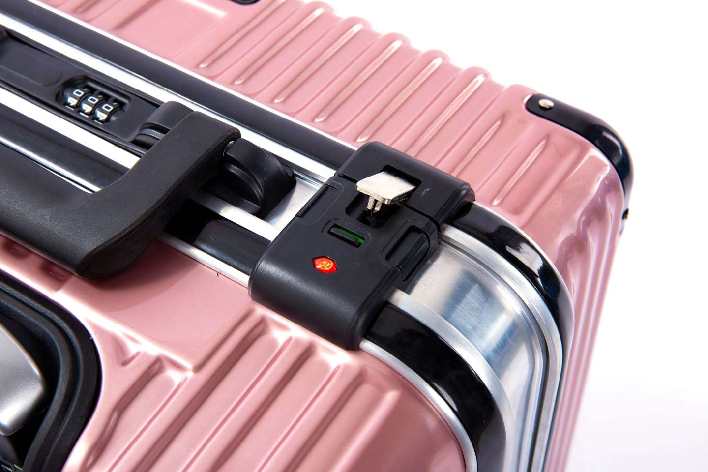 镜面拉杆箱密码箱铝框旅行箱行李箱16登机箱万向轮男女白底实物图