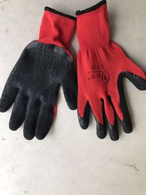 Thirteen wrinkle rubber protective gloves Wear resistant anti-slip Ding green gloves bright red black