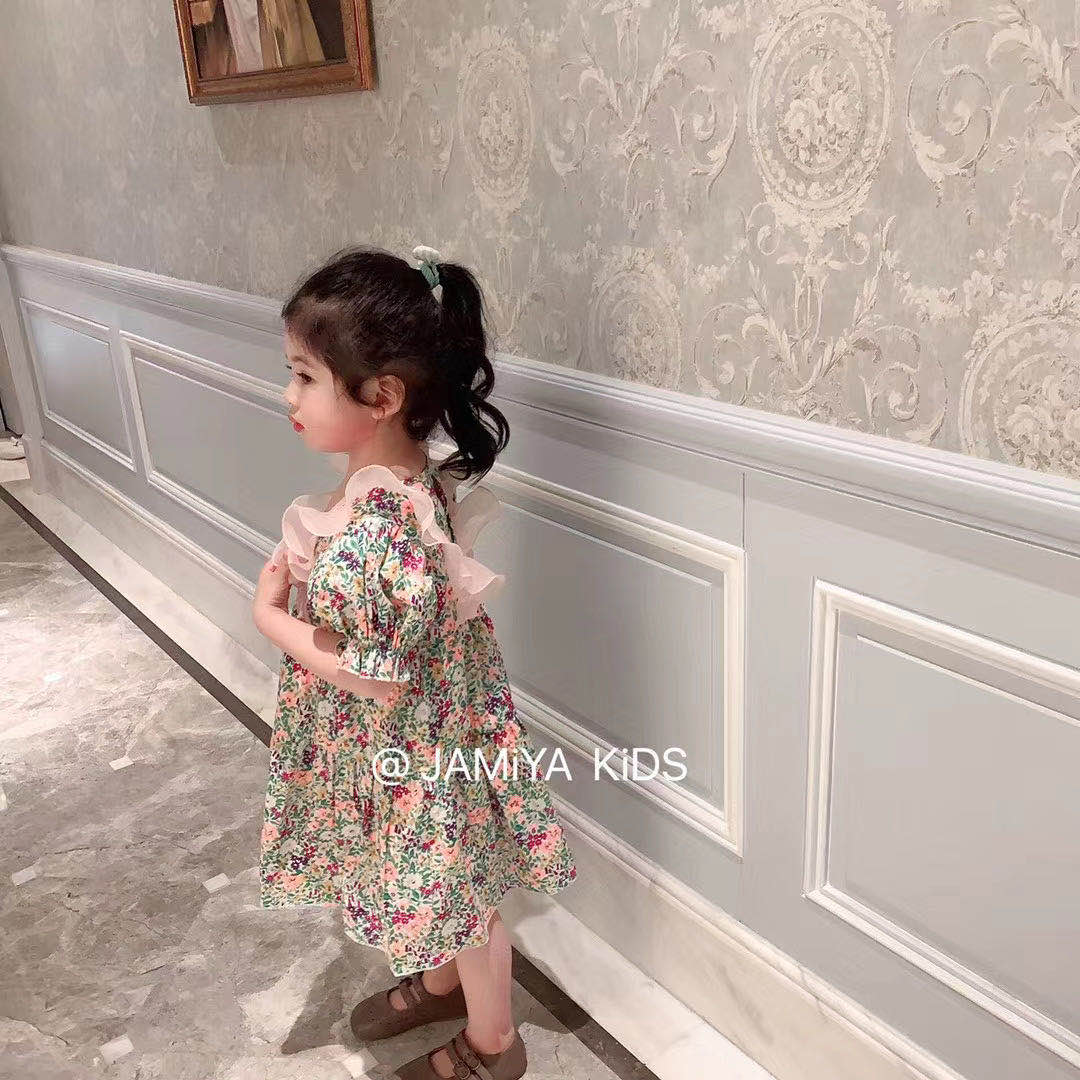 2020年夏季新款 韩国品牌女童碎花连衣裙 雪纺露背蛋糕裙详情图6