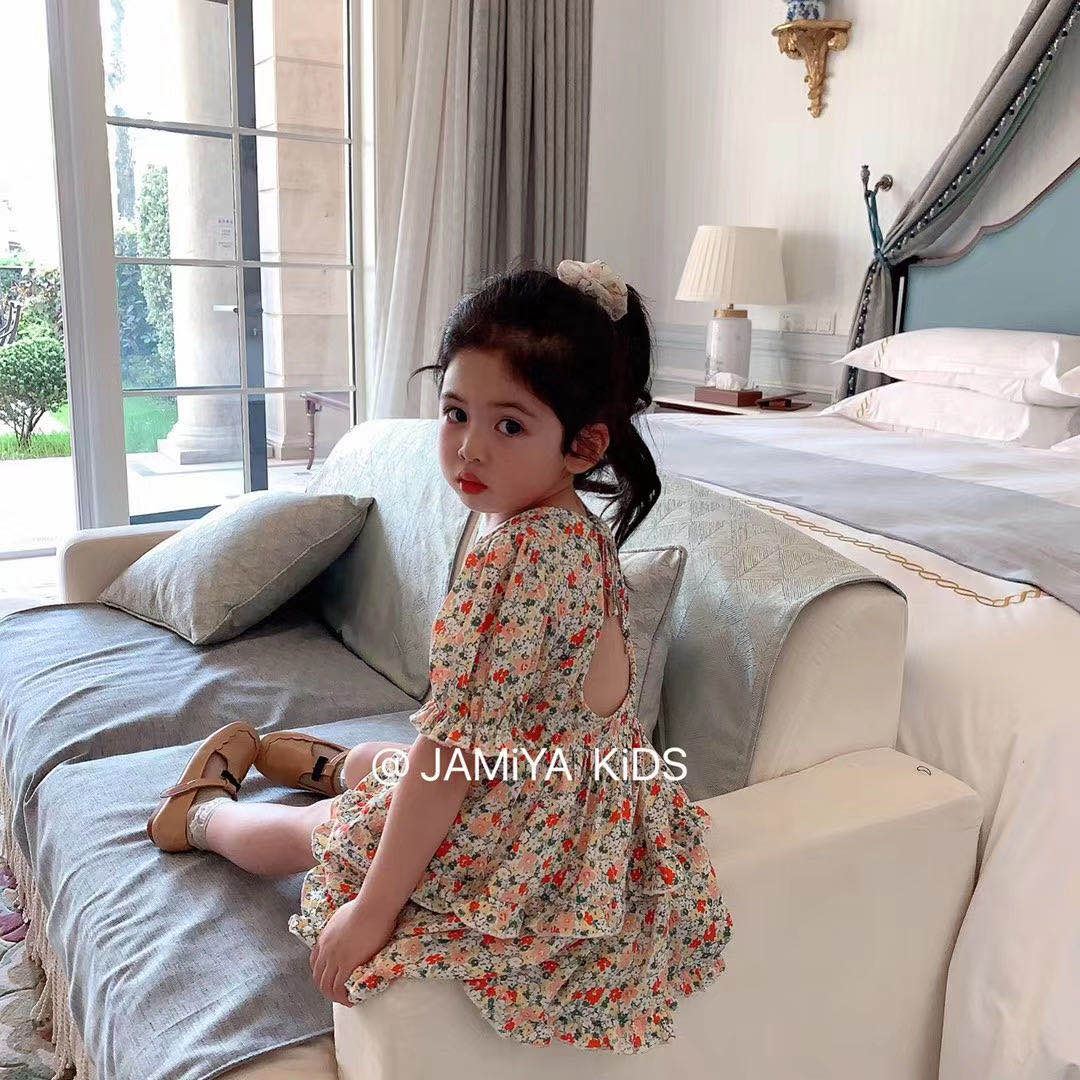 2020年夏季新款 韩国品牌女童碎花连衣裙 雪纺露背蛋糕裙详情图8