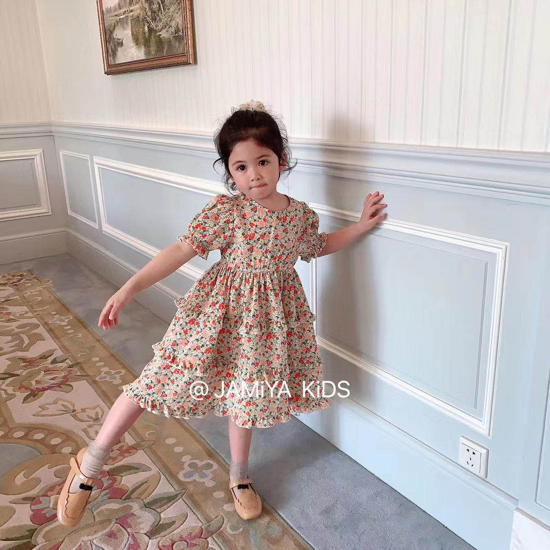 2020年夏季新款 韩国品牌女童碎花连衣裙 雪纺露背蛋糕裙