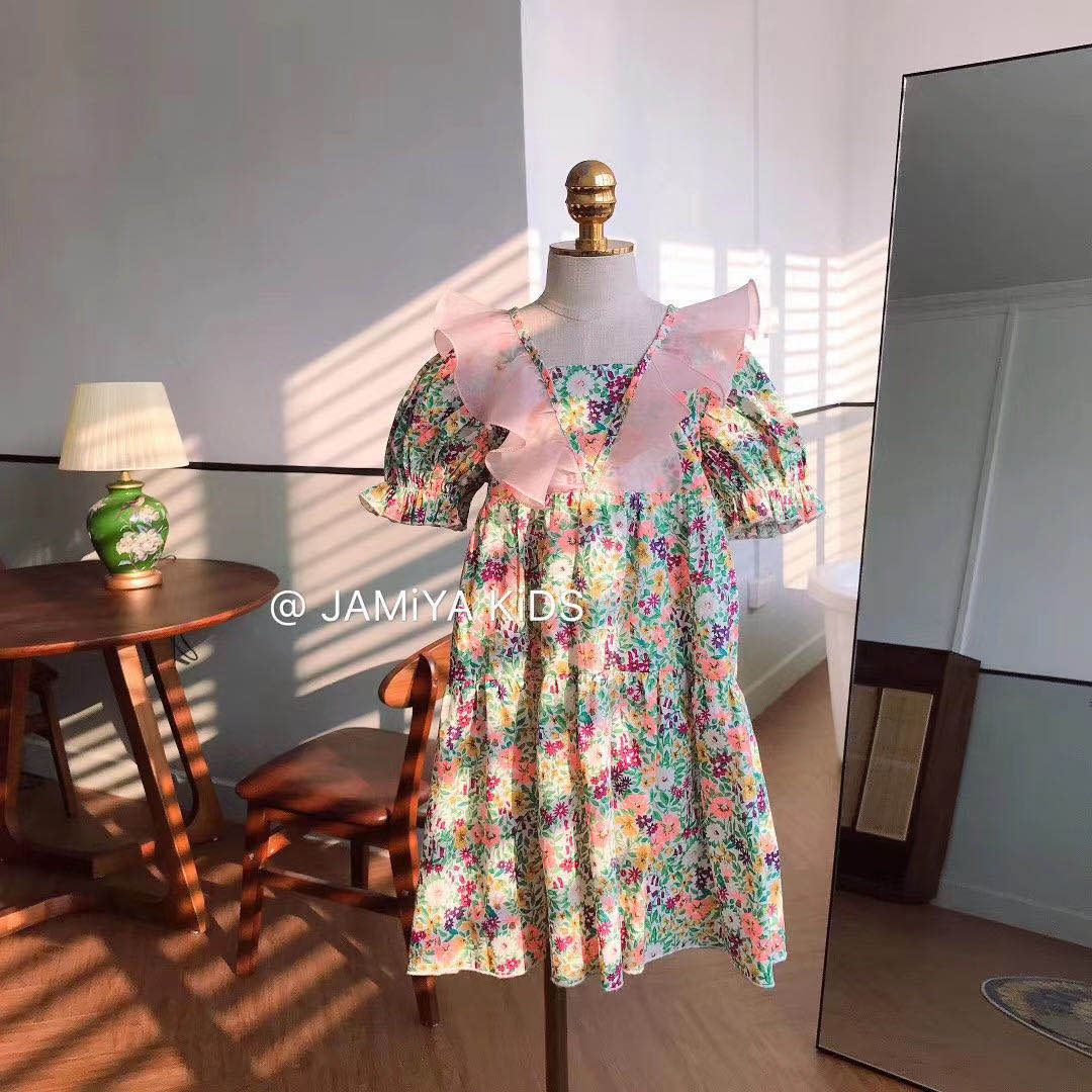 2020年夏季新款 韩国品牌女童碎花连衣裙 雪纺露背蛋糕裙详情图7