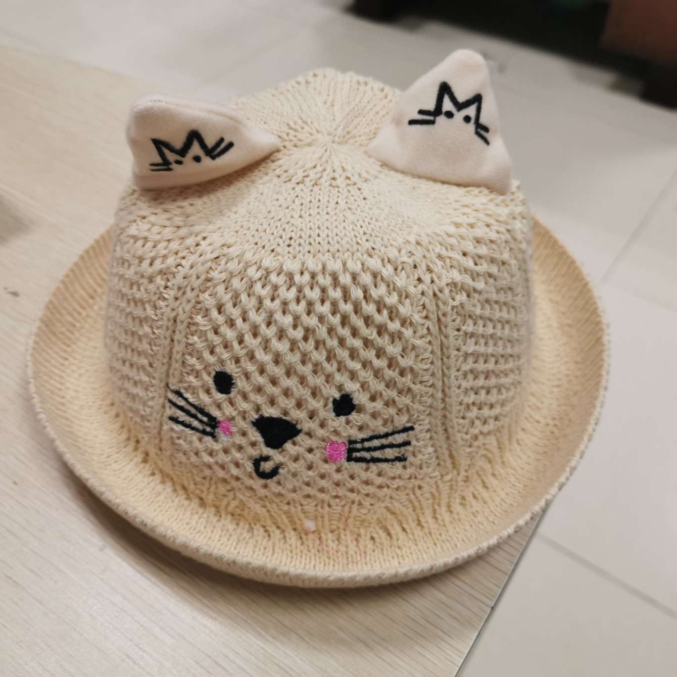 Cute Korean Version Children's Breathable Woven Basin Hat Summer