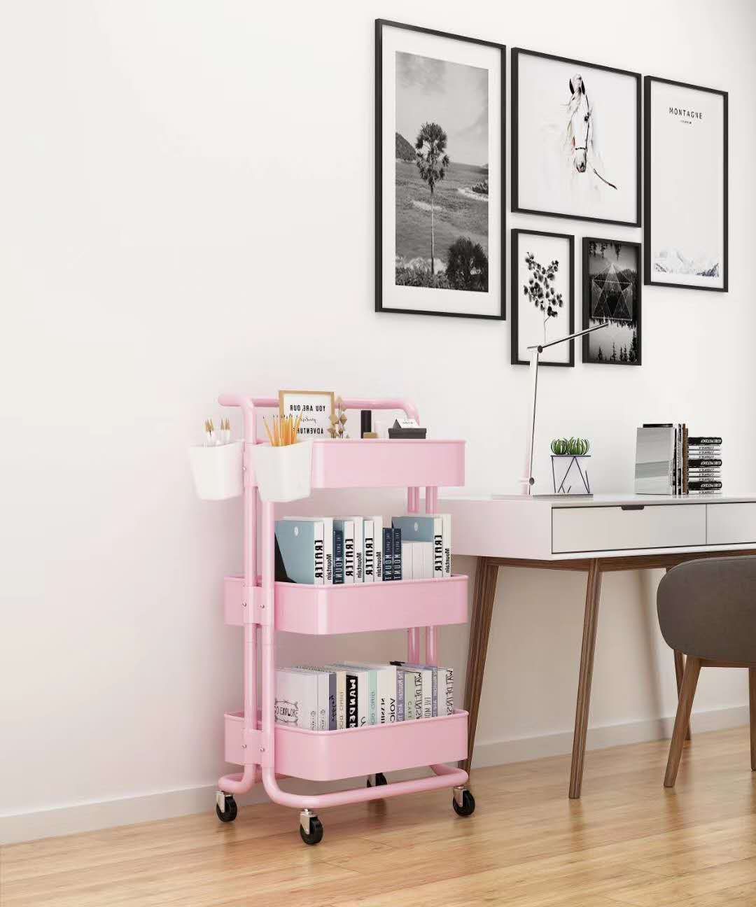 Three-layer movable small trolley home IKEA storage rack, kitchen storage rack, living room beauty salon storage rack undefined