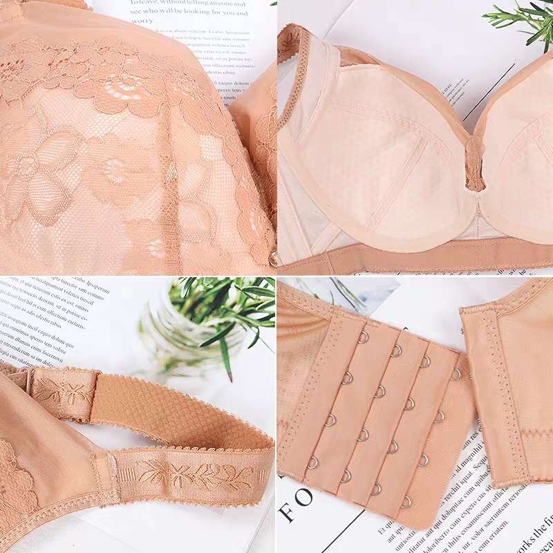 Middle-aged women thin breathable large size bra to gather underwire without underwire mother lace bra for middle-aged and elderly Specification drawing