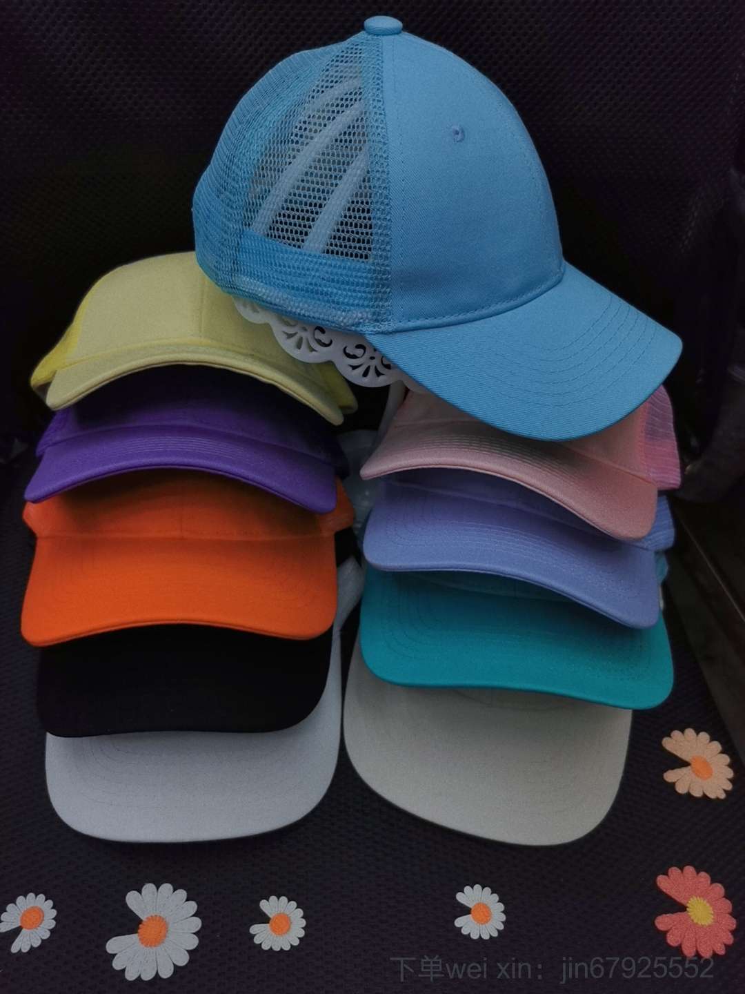 4—14岁儿童棒球帽太阳帽全棉空白帽儿童网帽