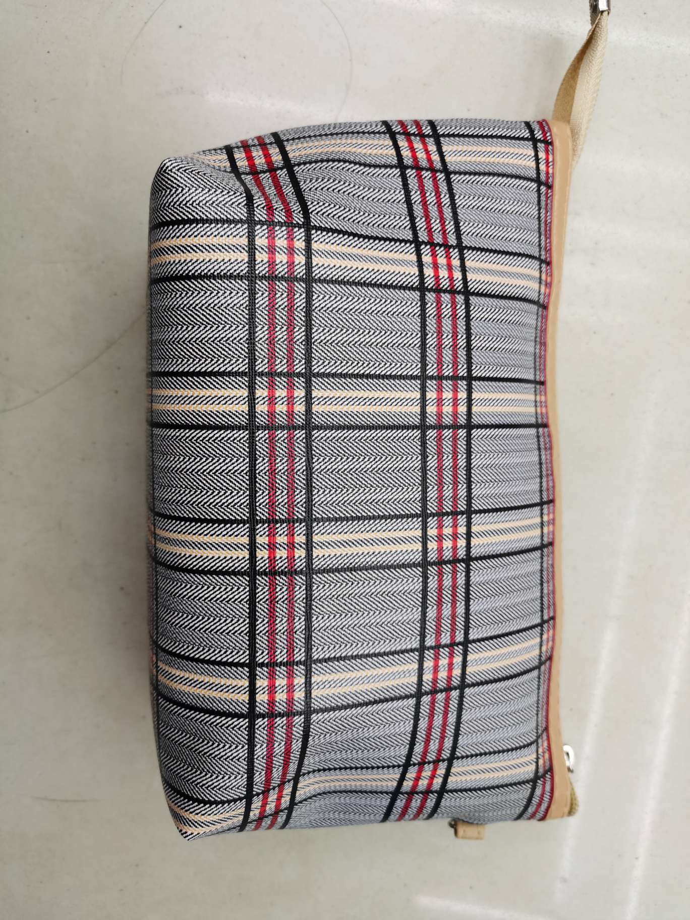 格子拉链防水pu化妆包