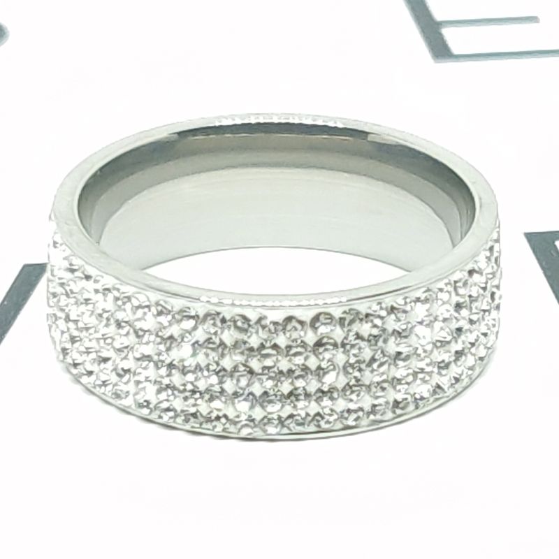 不锈钢5排满钻戒指细节图