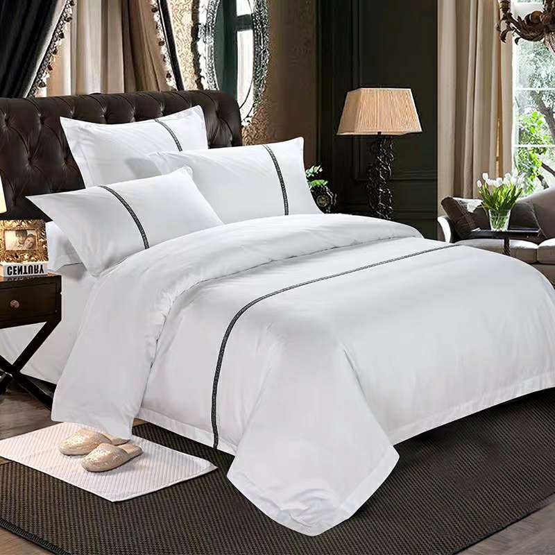 厂家直销四套件新款酒店用品纯白床上用品四件套图